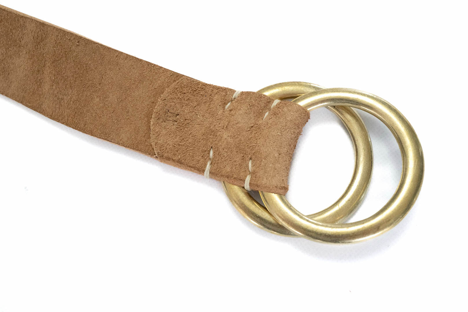 Warehouse Co "Double Rings" Suede Cowhide Belt (Icy Mocha)