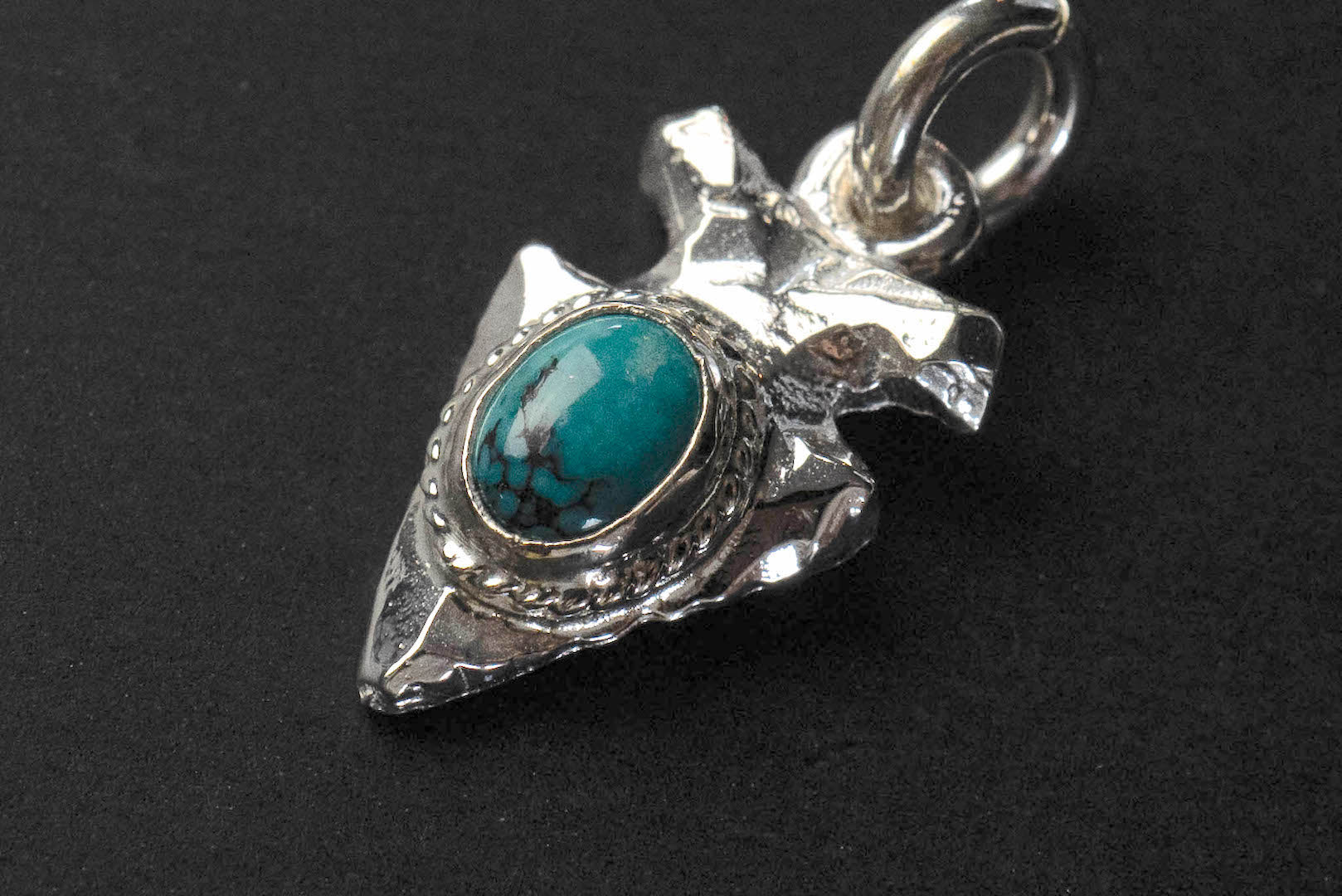First Arrow's Size Medium "Arrow Head" Pendant With With Turquoise Stone (P-207)