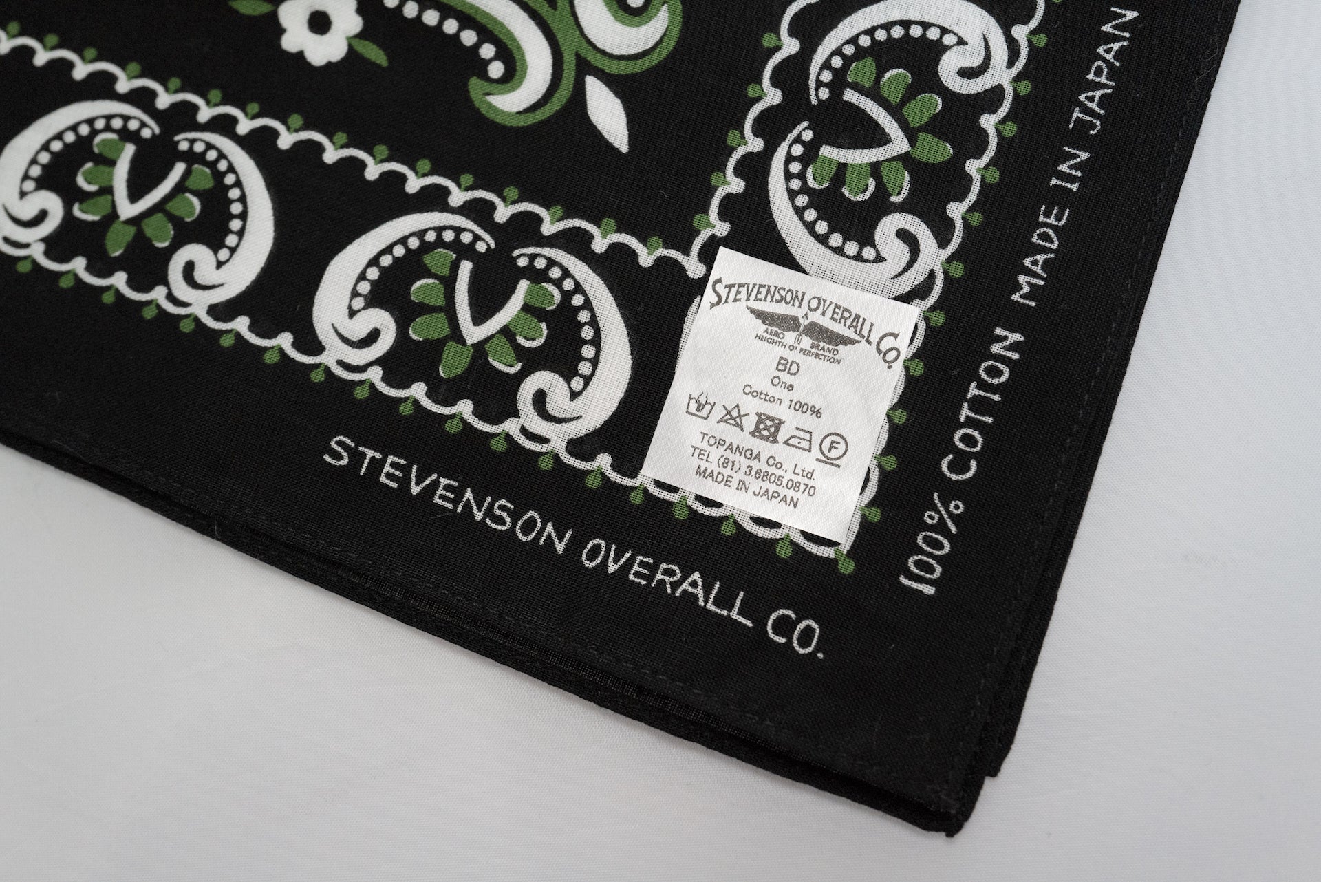 Stevenson Overall Co. Black 'Paisley' Bandana (Black)