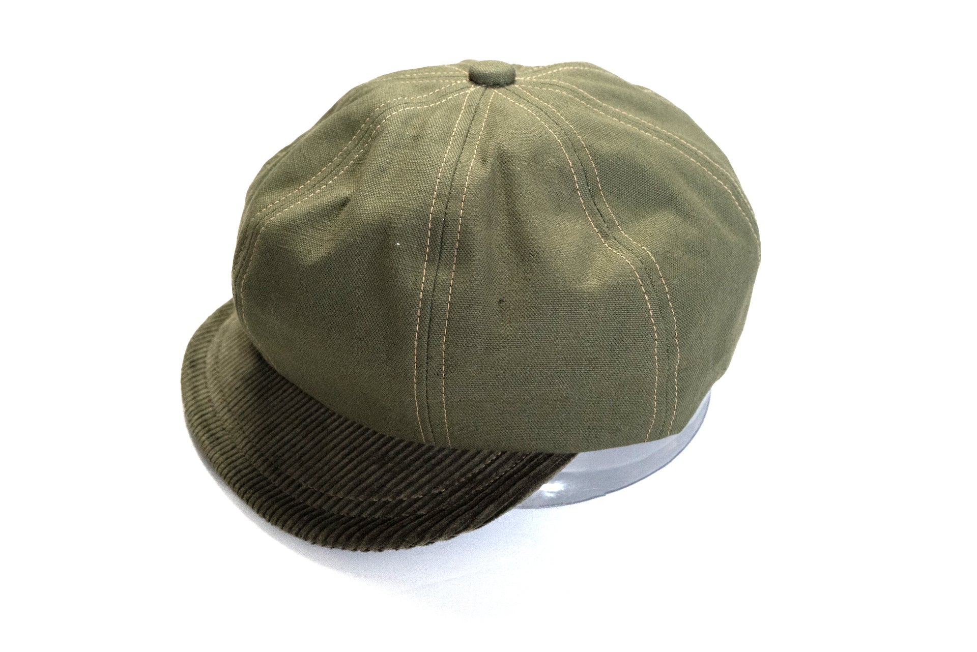 Freewheelers Heavy Drill & Corduroy "Jam Buster" Cap (Olive X Forest Green)