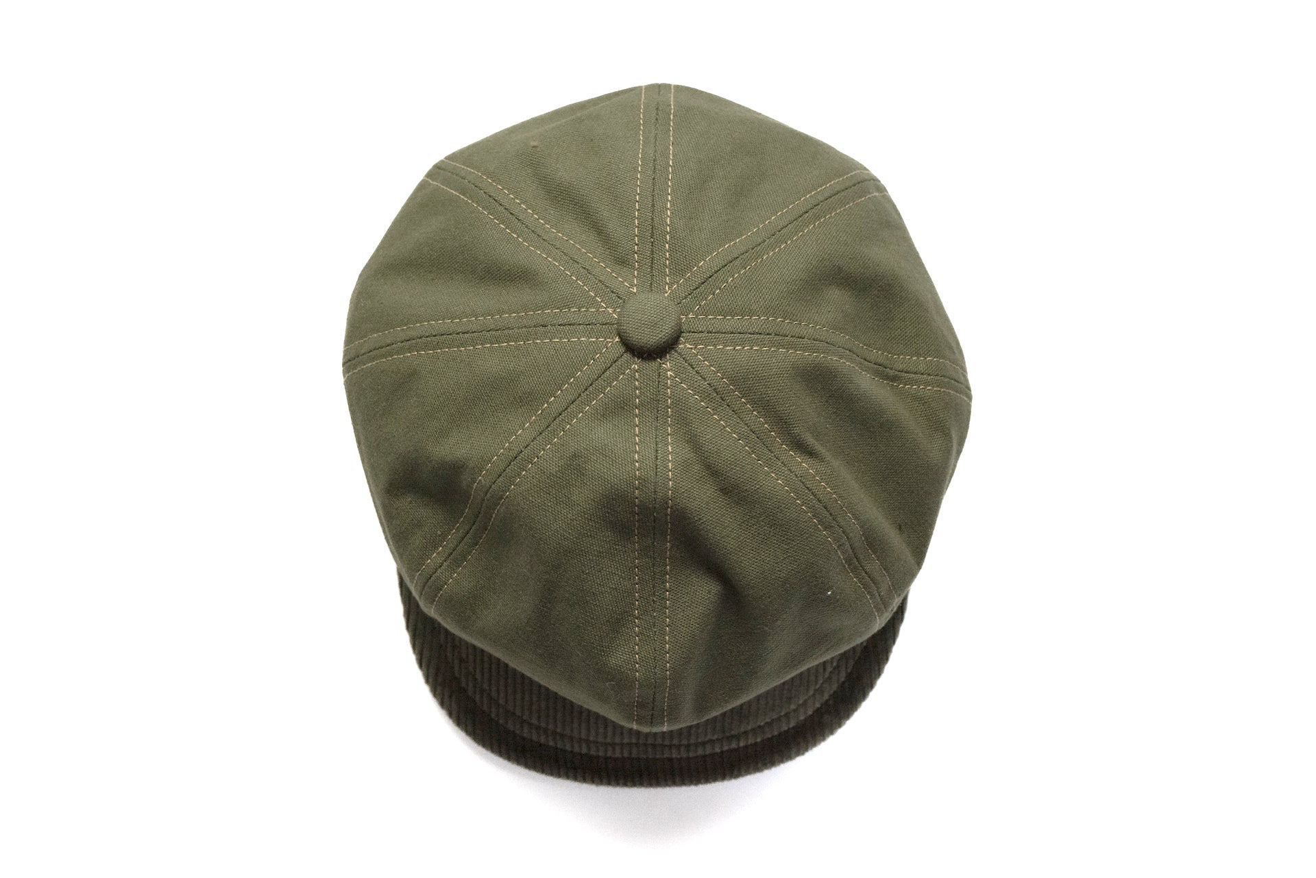 Freewheelers Heavy Drill & Corduroy "Jam Buster" Cap (Olive X Forest Green)