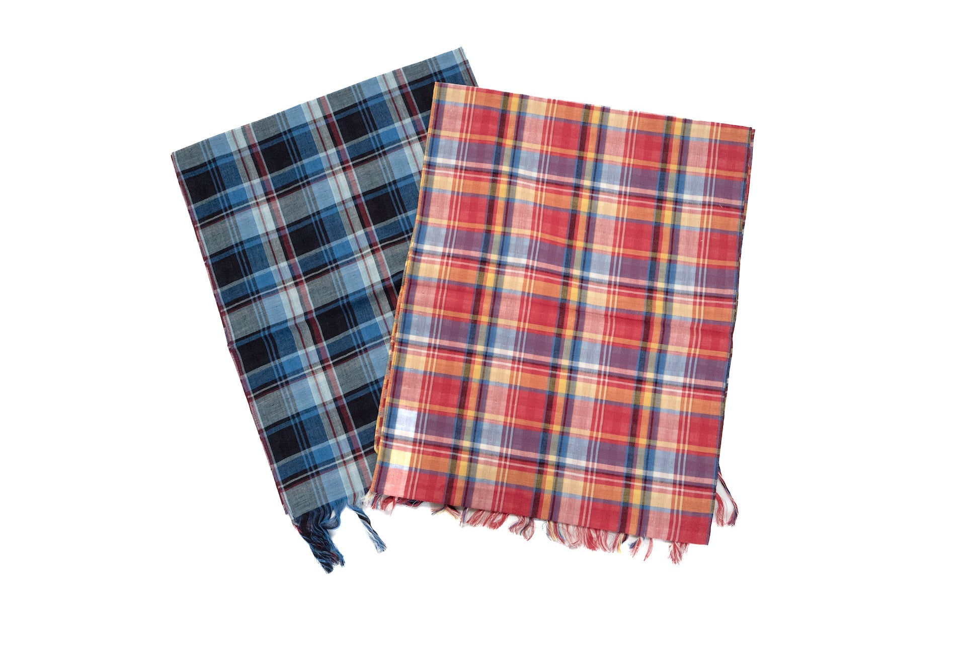 Pure Blue Japan 8oz Double Gauze Check Scarf (Red)