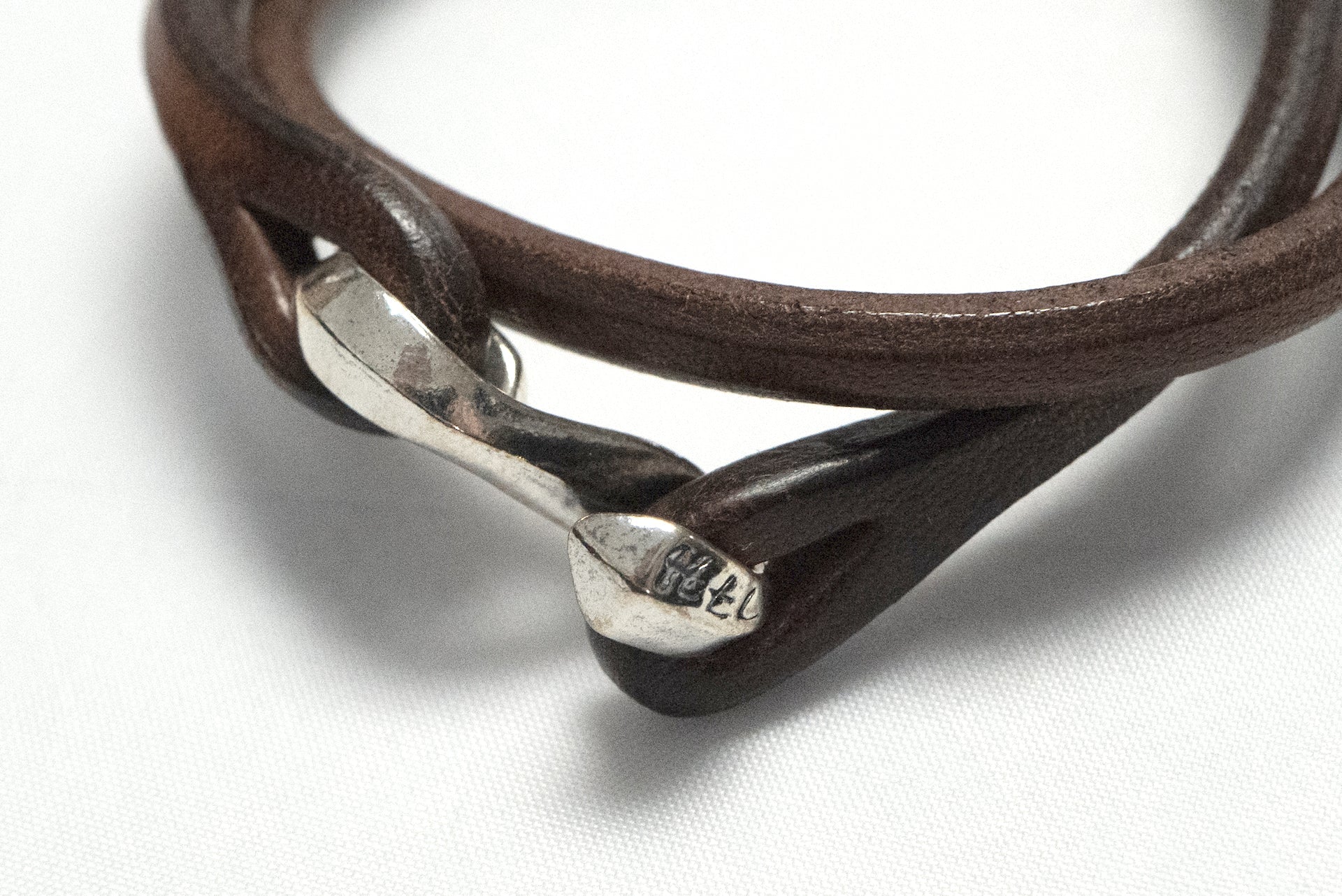 The Flat Head 'Silver Hook' Double Cuff (Sakura Brown)