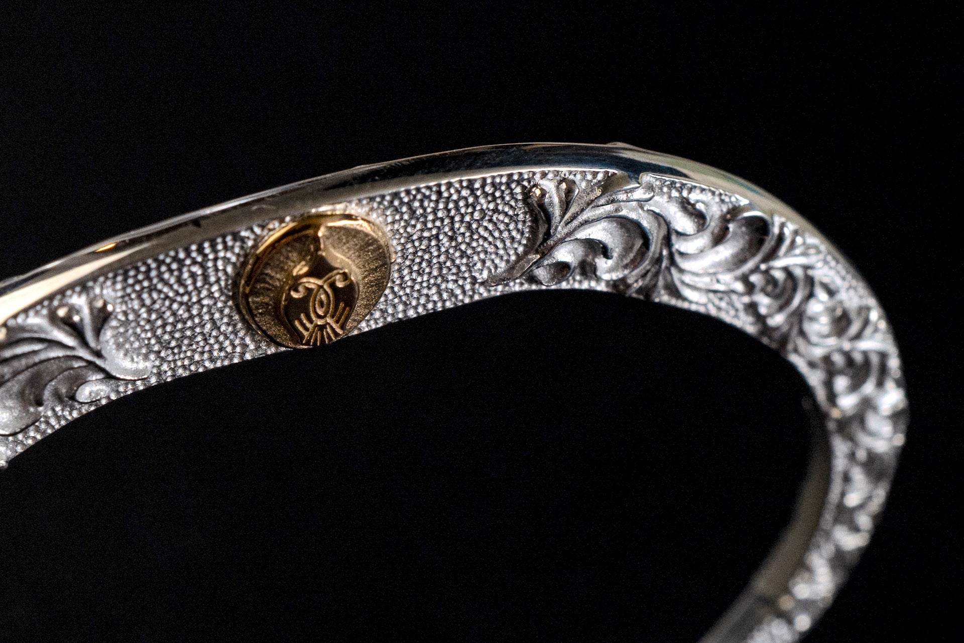 Legend 8mm "Double-Face" Silver Bangle with 22K Gold Emblem (B-113)