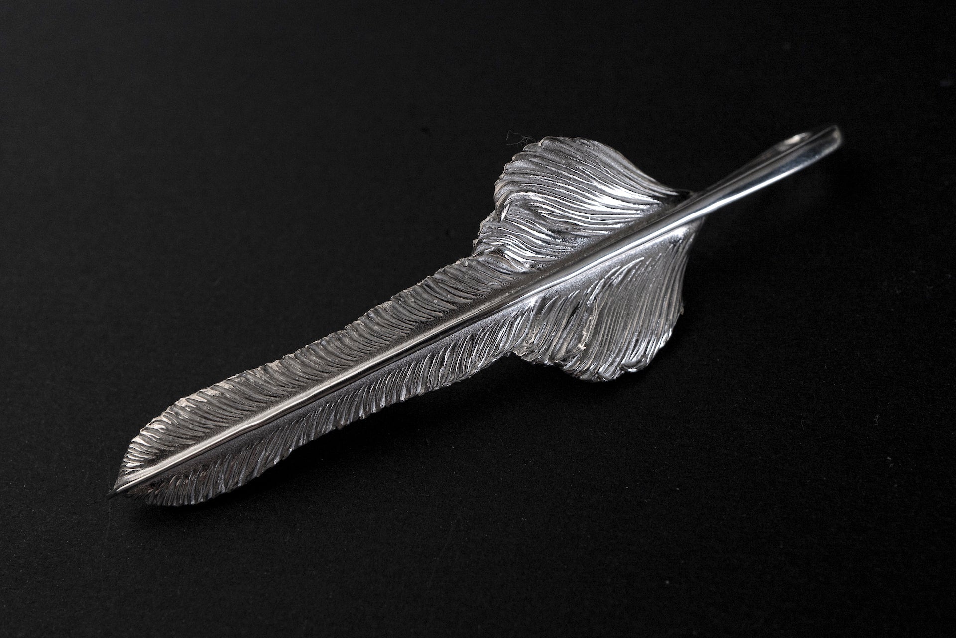 Legend Size Medium Spiritual Feather Silver Pendant (P-165-M) - CORLECTION