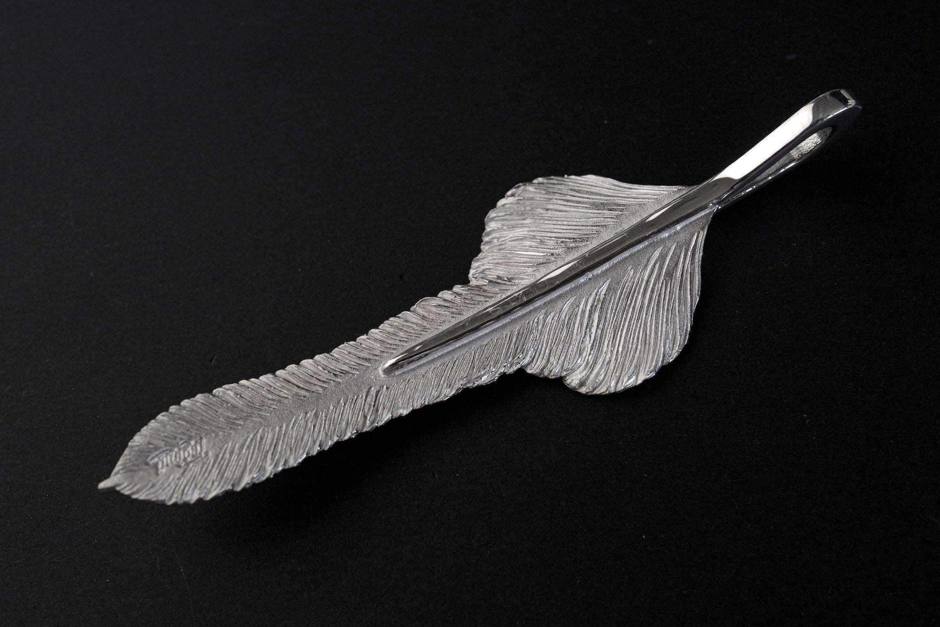 Legend Size Large "Spiritual Feather" Silver Pendant (P-165-L)