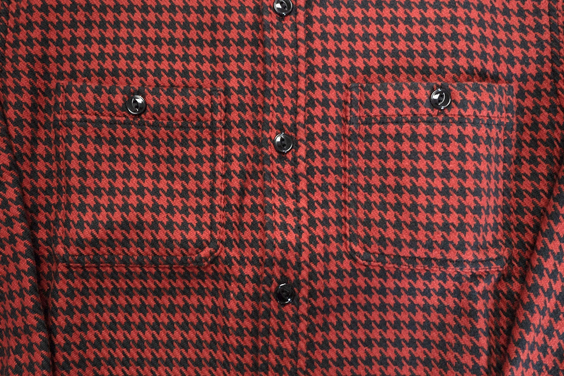 The Flat Head Heavyweight Houndstooth Selvage Flannel Workshirt (Burgundy)