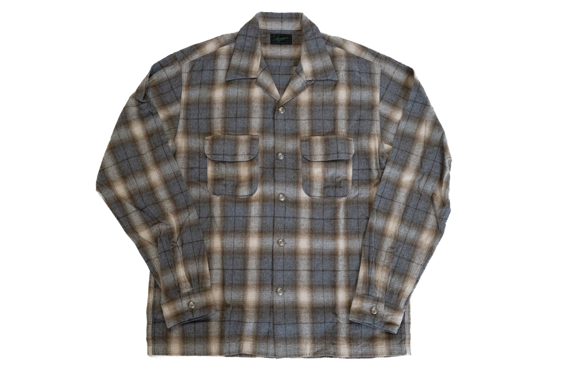 Stevenson Overall Co. 'Highroller' Lightweight Flannel Open Collar Shirt (Light Brown)