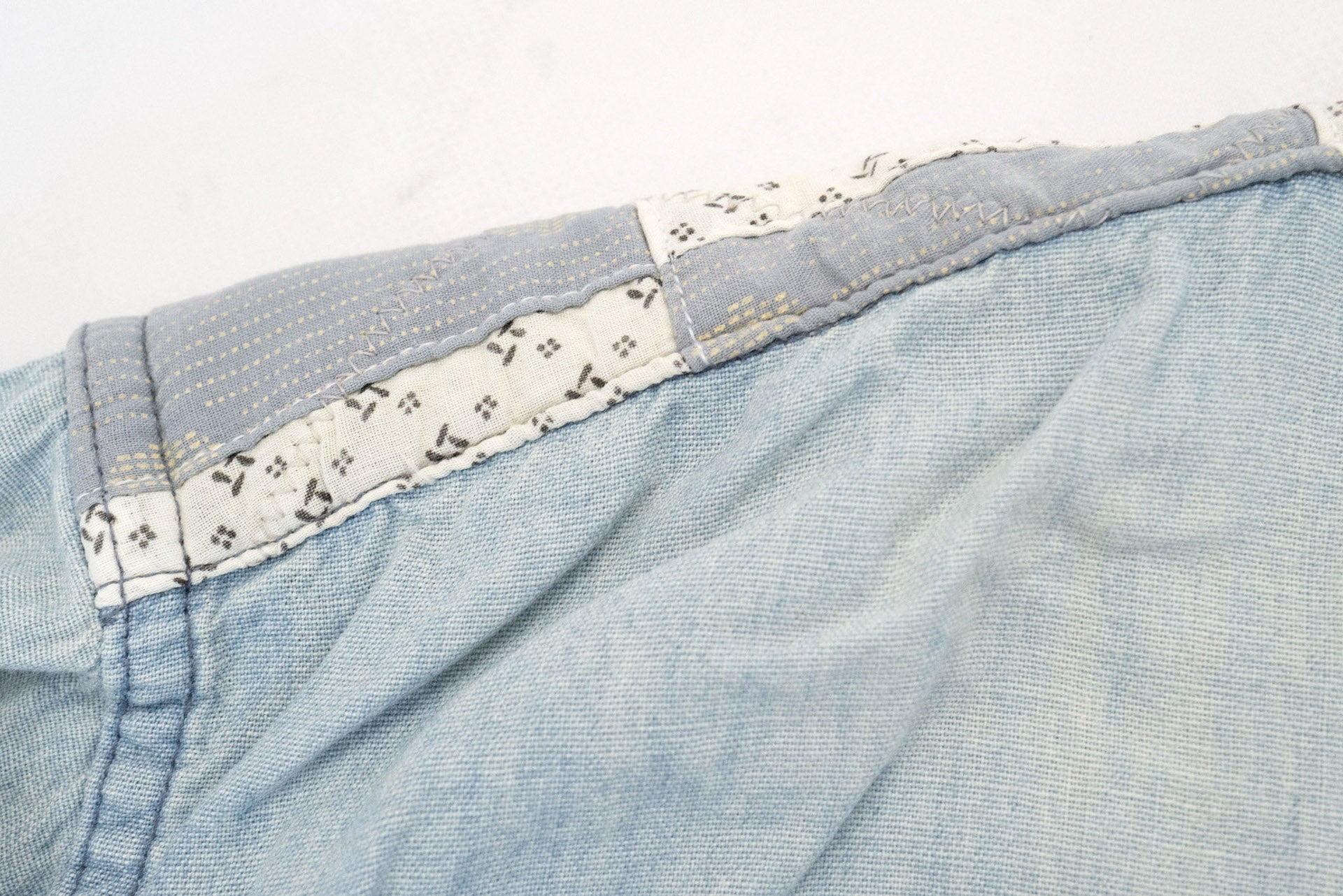 Maru Sankaku Peke by SDA 7oz "Indigo Patchwork" Chambray Workshirt