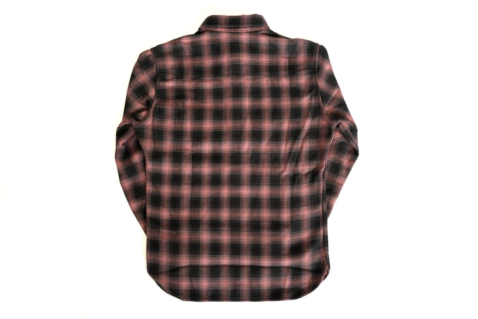 The Flat Head 12oz Ombre Check Selvage Flannel Western Shirt (Cherry Red)
