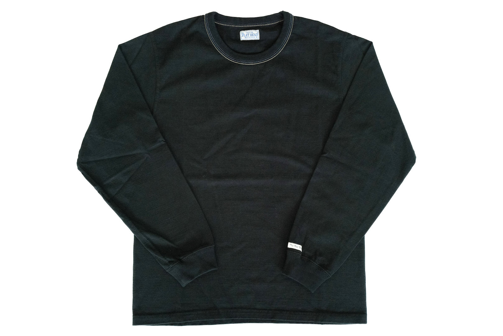 The Flat Head 9oz Loopwheel L/S Plain Tee (Black)