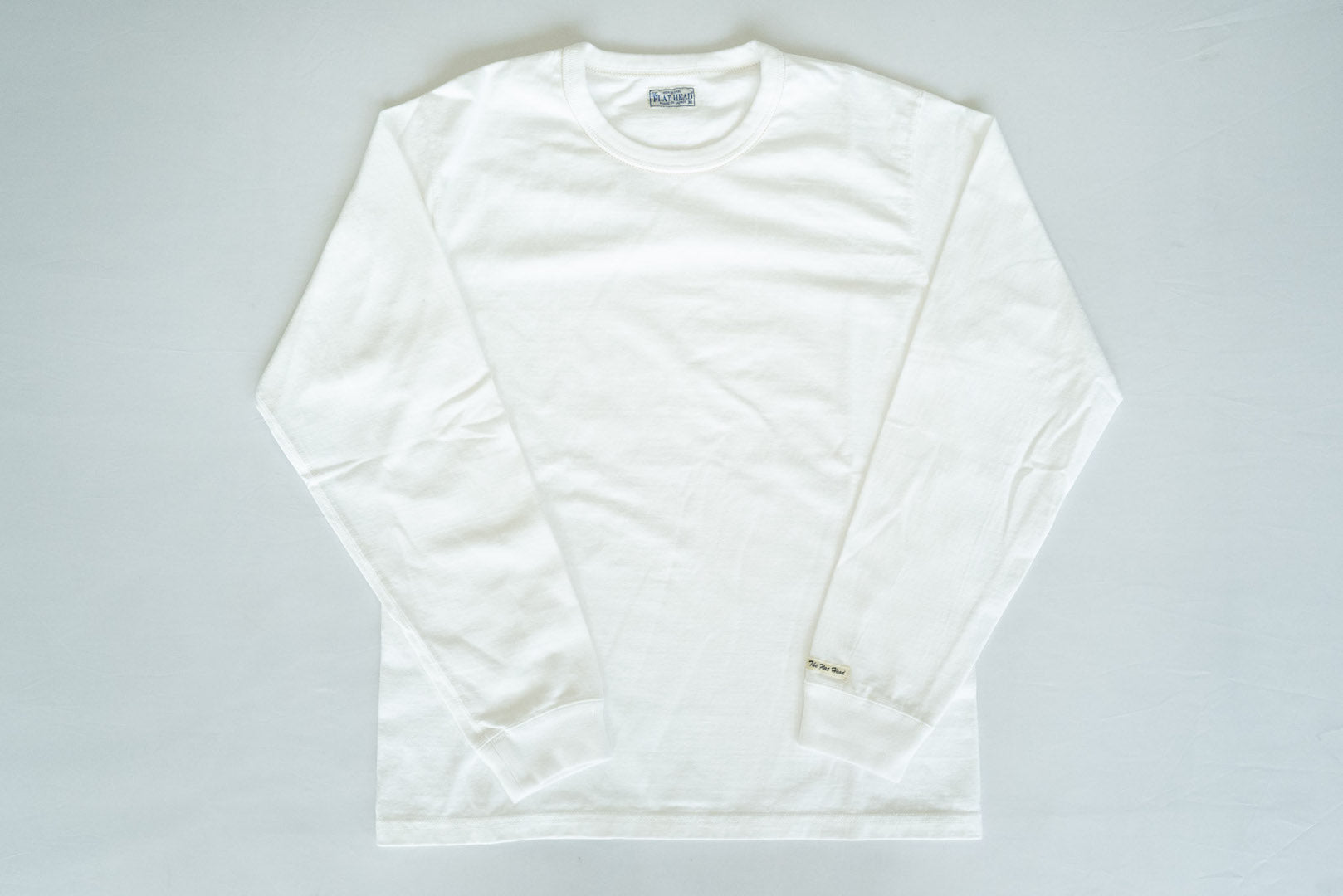 The Flat Head 9oz Loopwheel L/S Plain Tee (White)