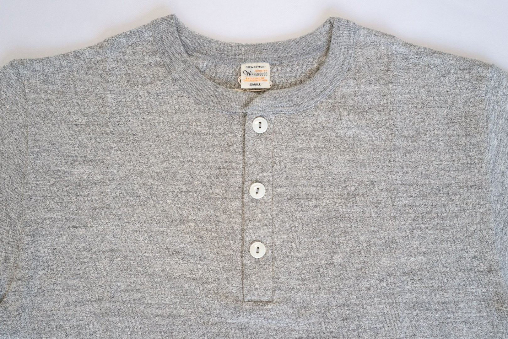 Warehouse 5.5oz "Bamboo Textured" Henley Tee (Heather Grey)