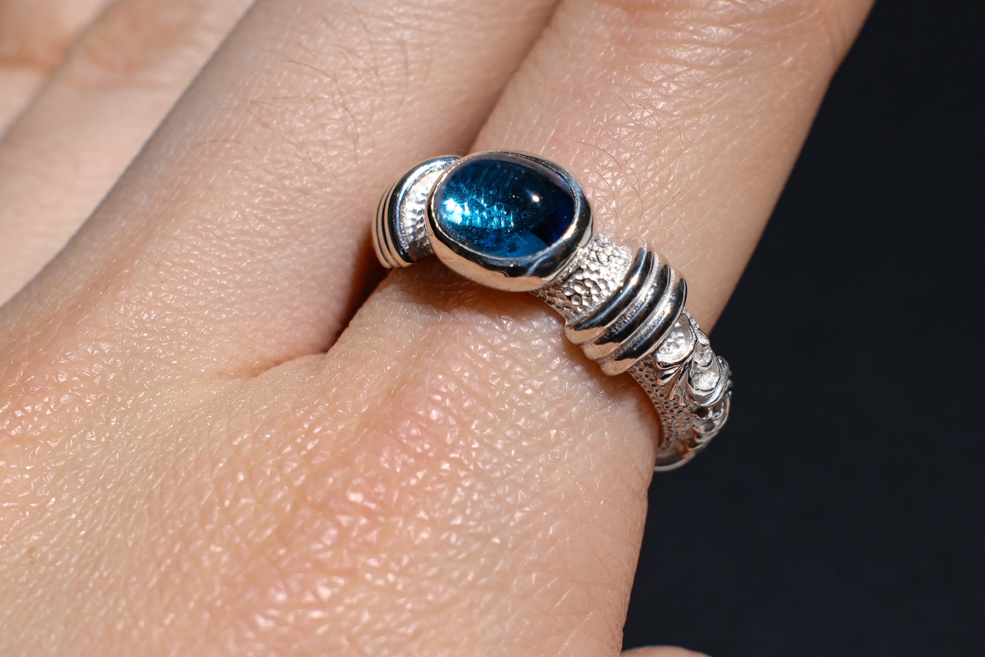 Legend Size Large "Anti-Ghost" Ring with Blue Topaz