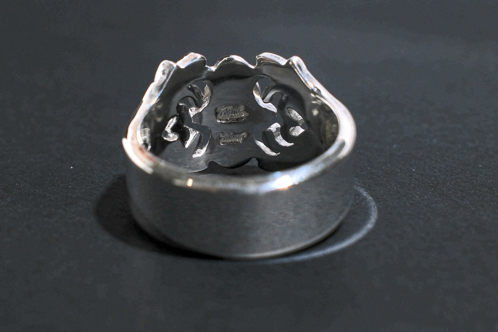 Legend Size Small "Aligned Hearts" Ring With Red Garnet
