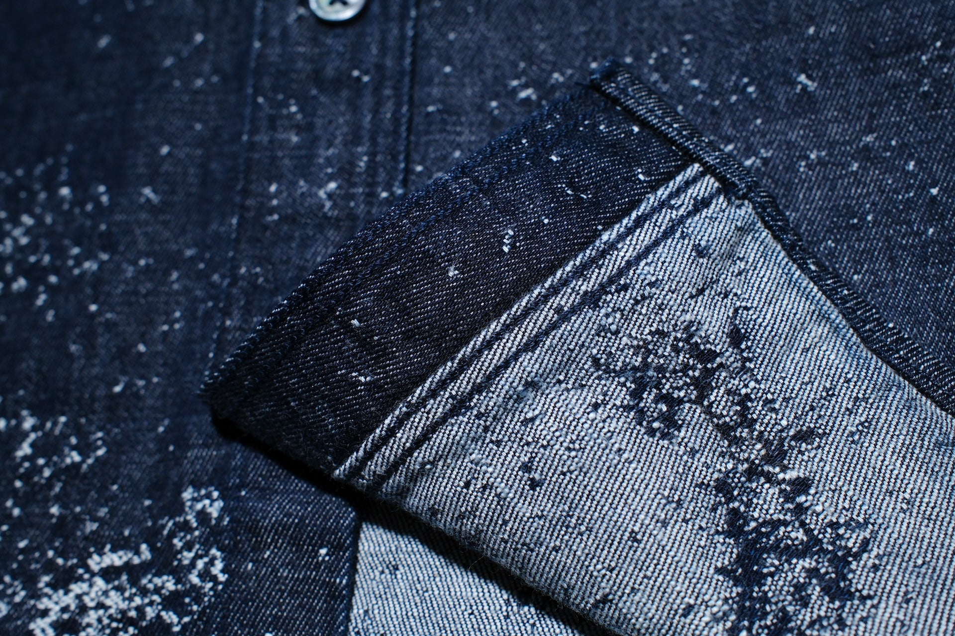 Momotaro 12oz Indigo Dyed “Ocean of Indigo” Jacquard Denim Workshirt