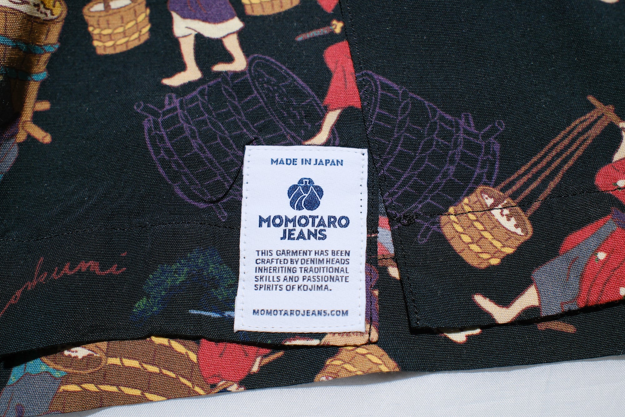 MOMOTARO JEANS “Art of Sake Making” S/S Aloha Shirt (Black)