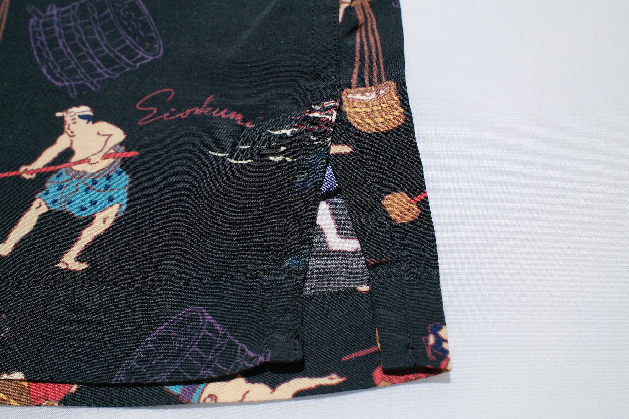 MOMOTARO JEANS “Art of Sake Making” S/S Aloha Shirt (Black)