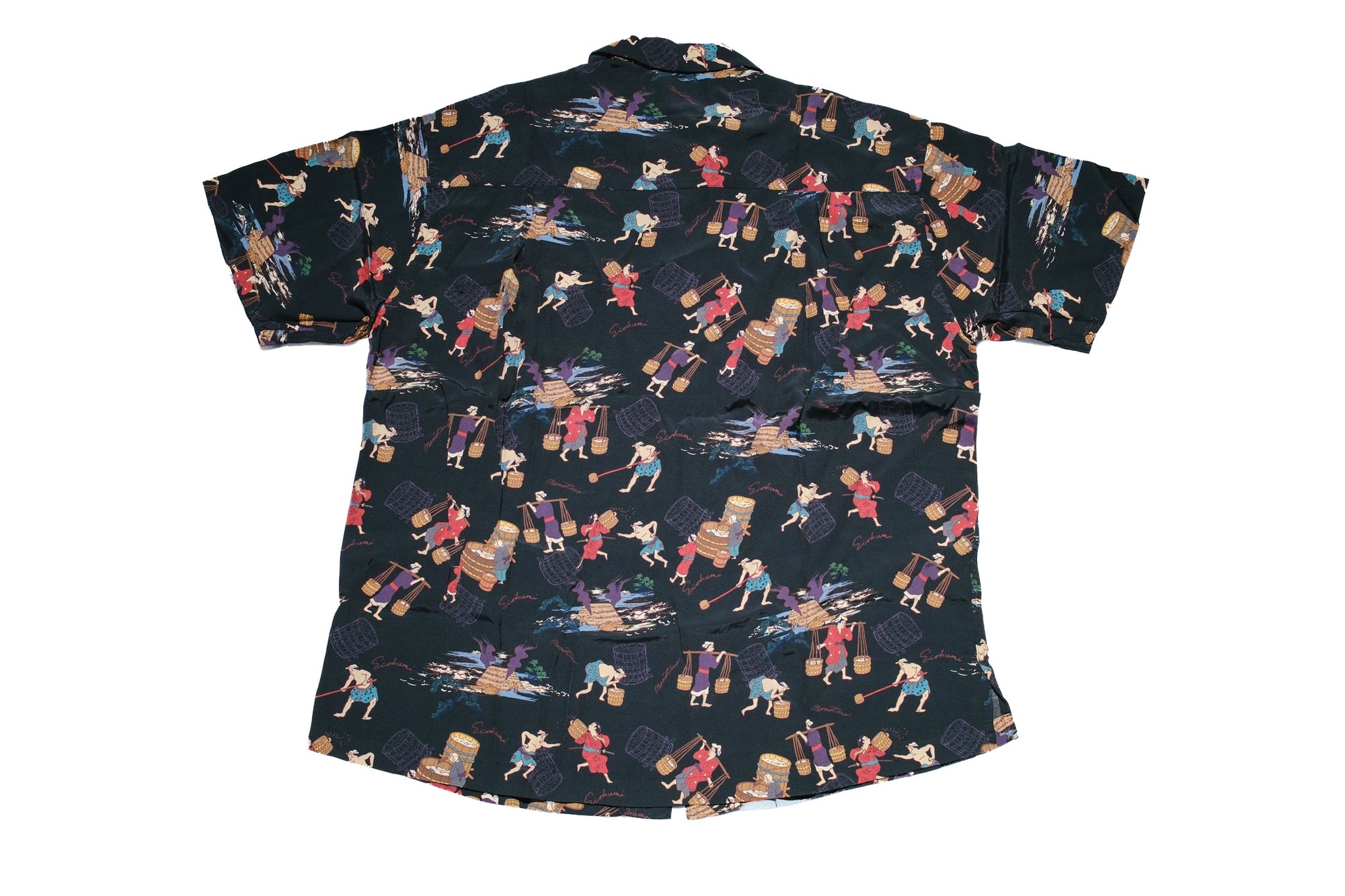 MOMOTARO JEANS “Art of Sake Making” S/S Aloha Shirt (Black)