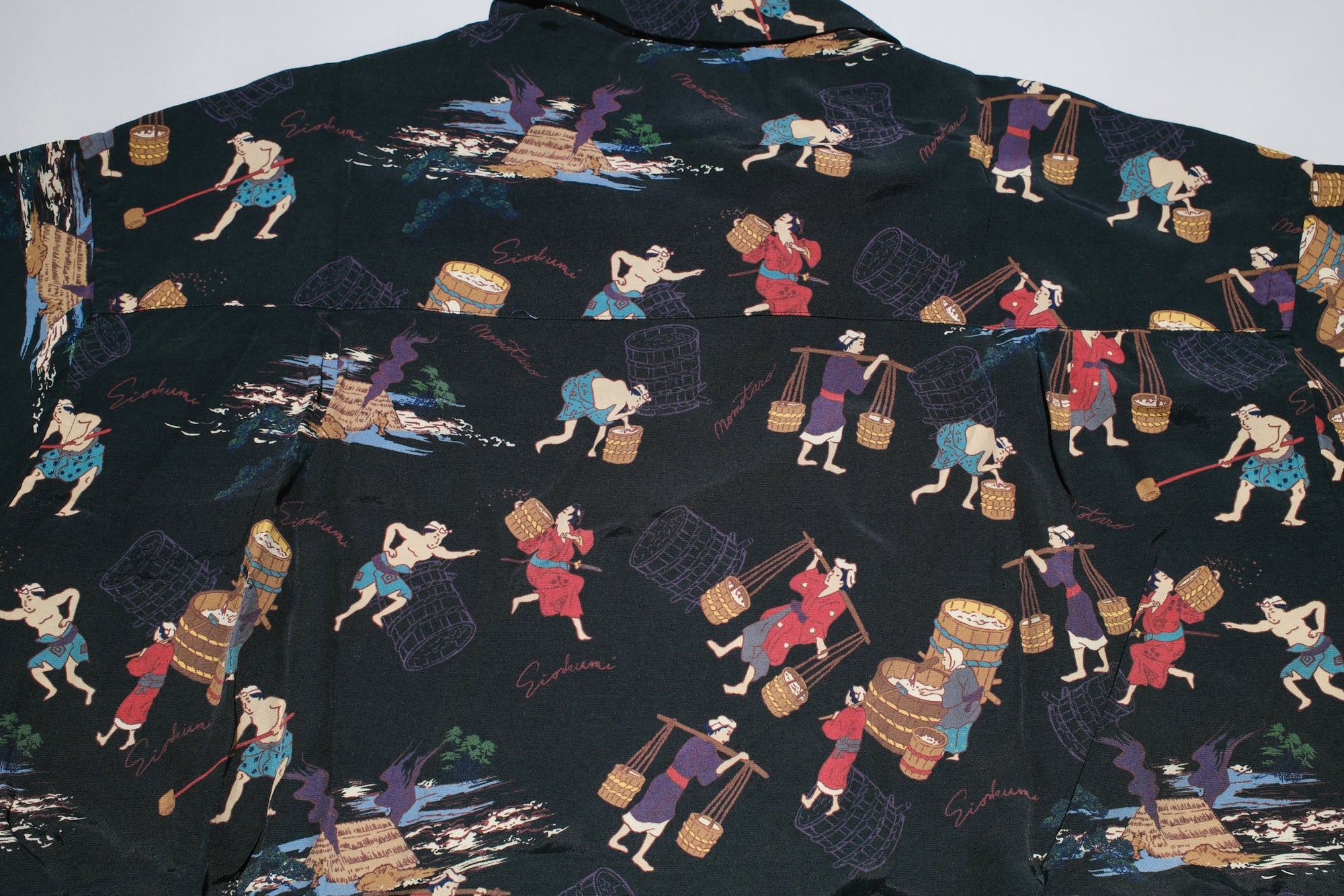 MOMOTARO JEANS “Art of Sake Making” S/S Aloha Shirt (Black)