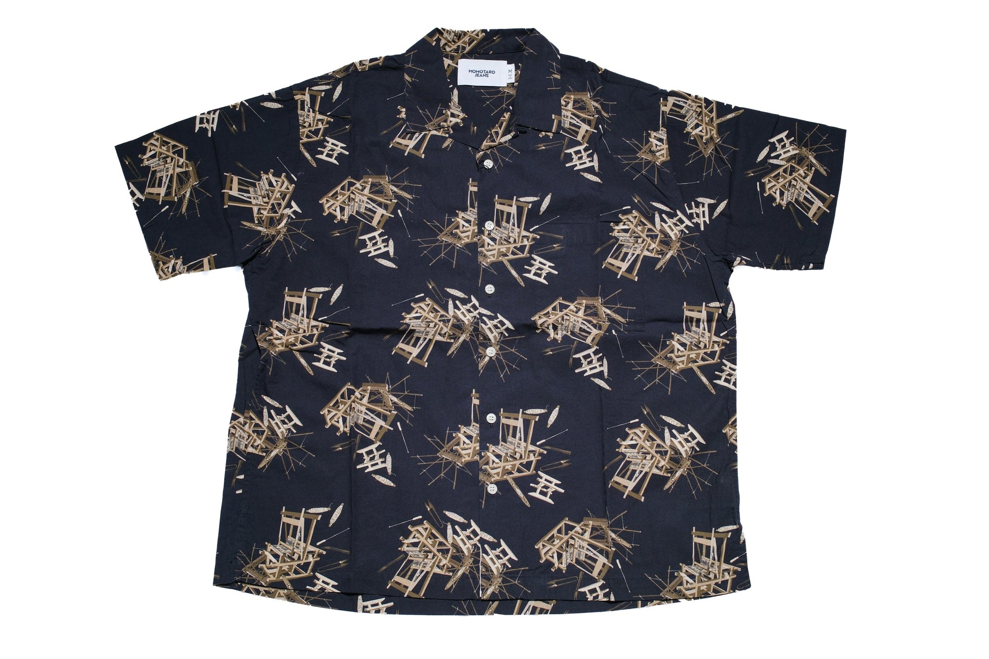 MOMOTARO JEANS “Beauty of Shuttle Loom” S/S Aloha Shirt (Black)