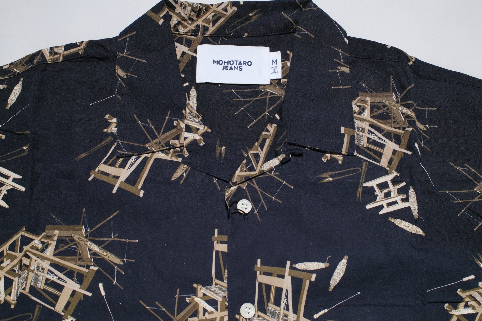 MOMOTARO JEANS “Beauty of Shuttle Loom” S/S Aloha Shirt (Black)