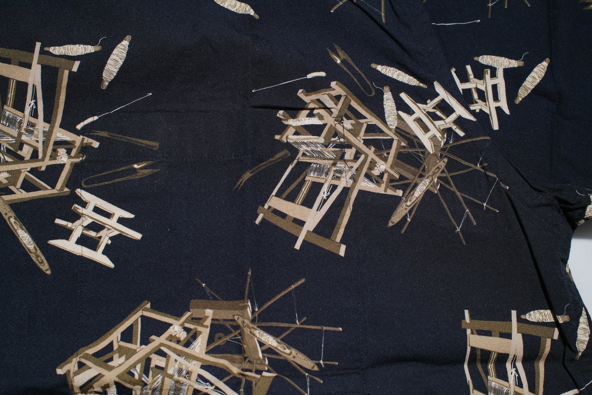 MOMOTARO JEANS “Beauty of Shuttle Loom” S/S Aloha Shirt (Black)