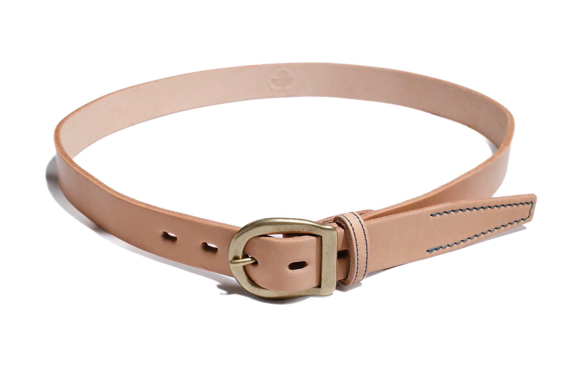 Omoto Denim “Tail Feather” Genuine Cowhide Narrow Belt (Natural Tan)