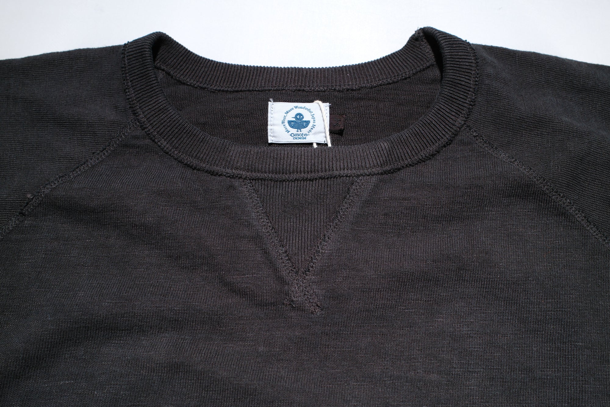 Omoto Denim 12oz “Neppy Textured” S/S Raglan Sweat Tee (Charcoal Black)