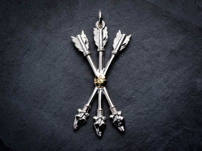 First Arrow's "Triple Arrow" Pendant with K18 Gold Emblem (P-546)