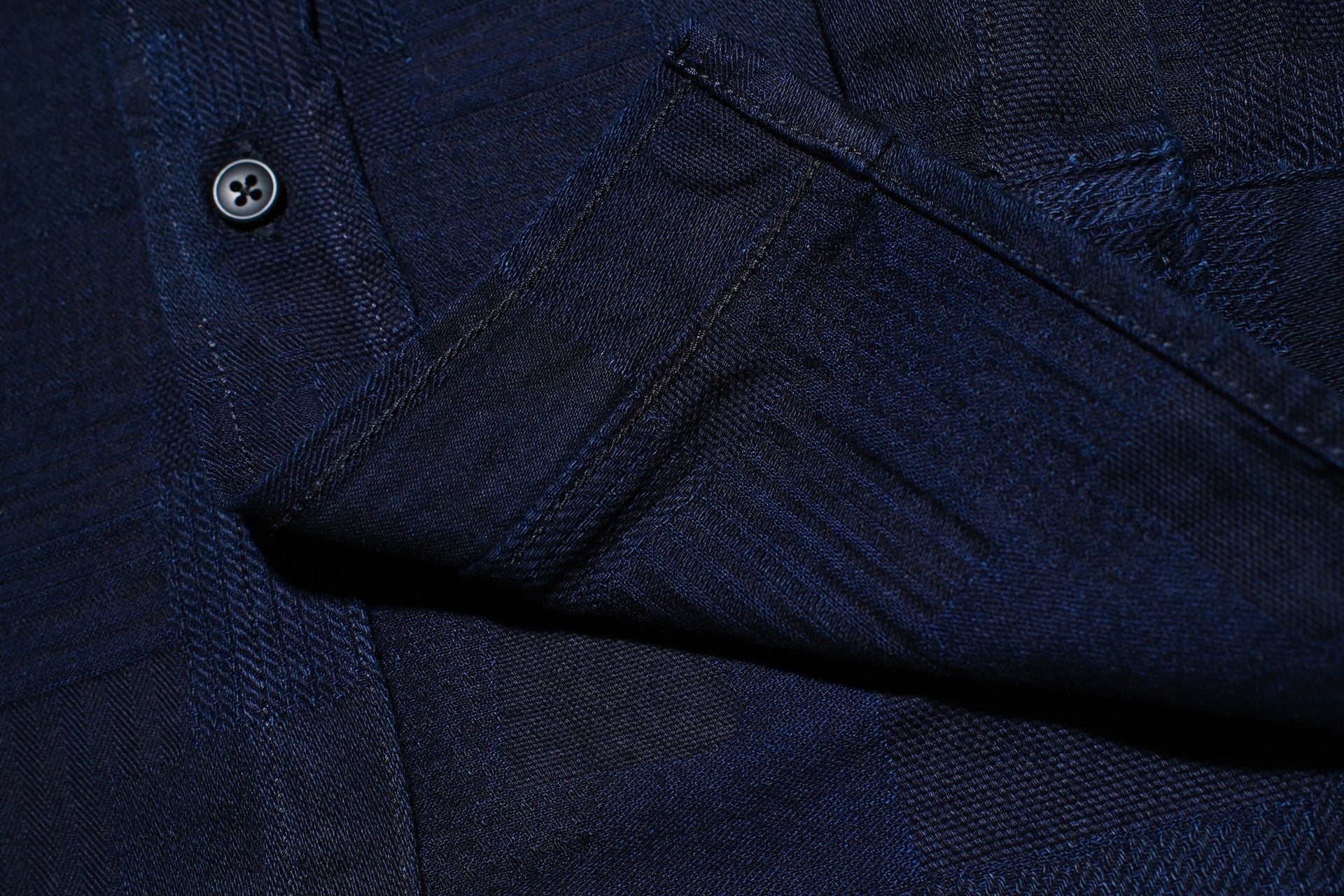 Pure Blue Japan 9oz “Boro Style” Jacquard Oxford Shirt (Grand Indigo)