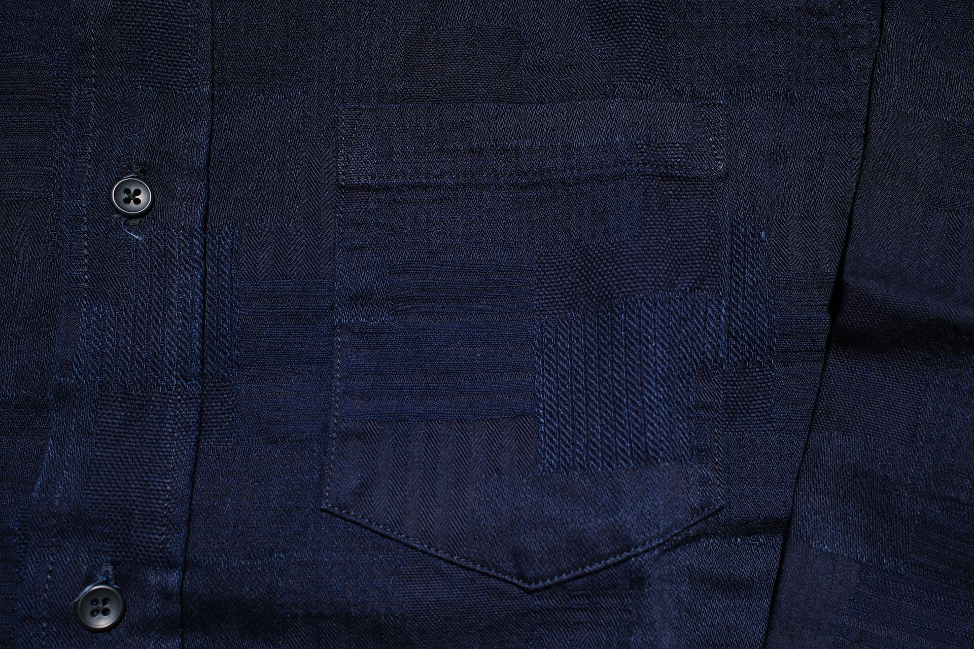 Pure Blue Japan 9oz “Boro Style” Jacquard Oxford Shirt (Grand Indigo)