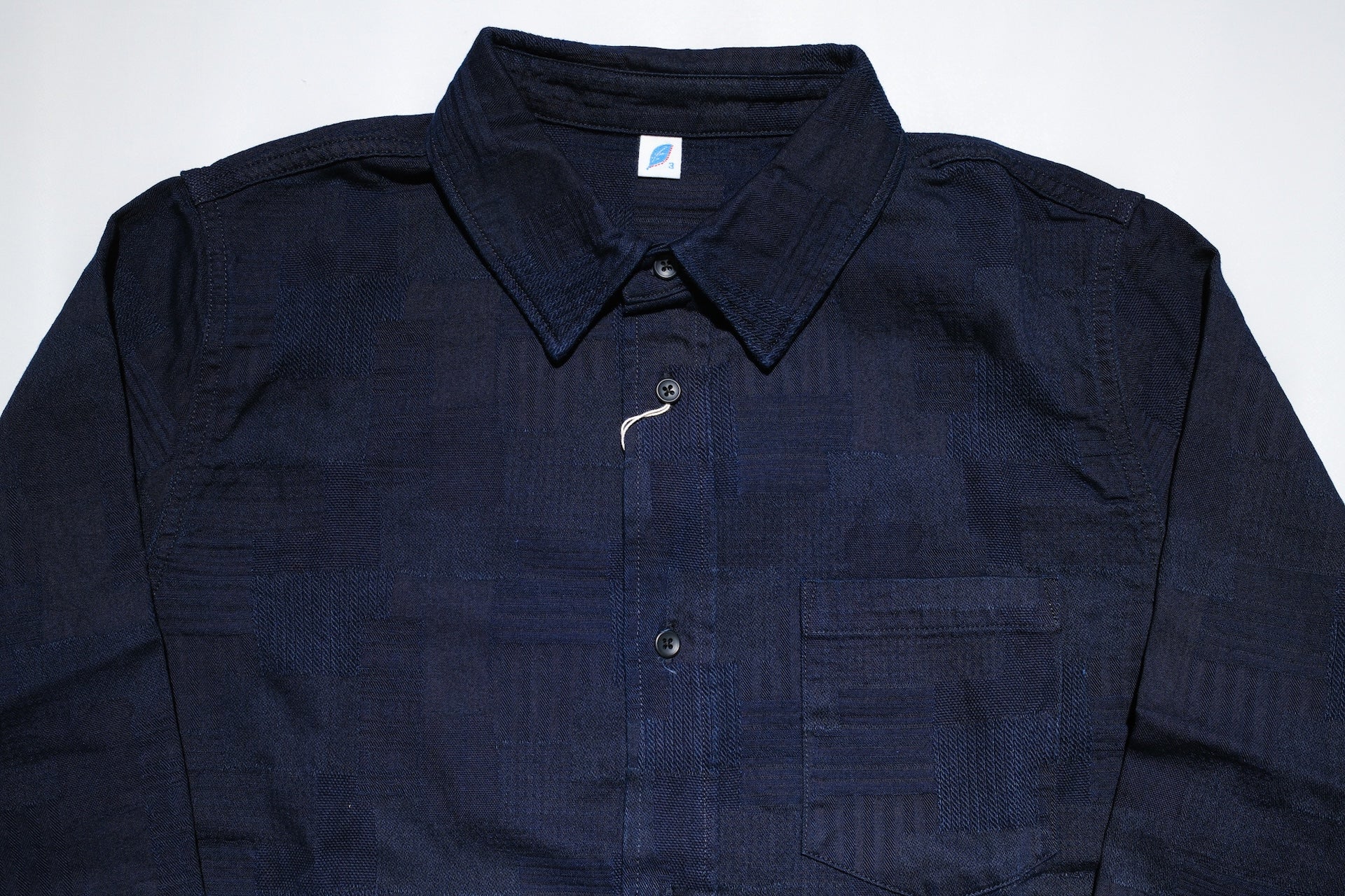 Pure Blue Japan 9oz “Boro Style” Jacquard Oxford Shirt (Grand Indigo)