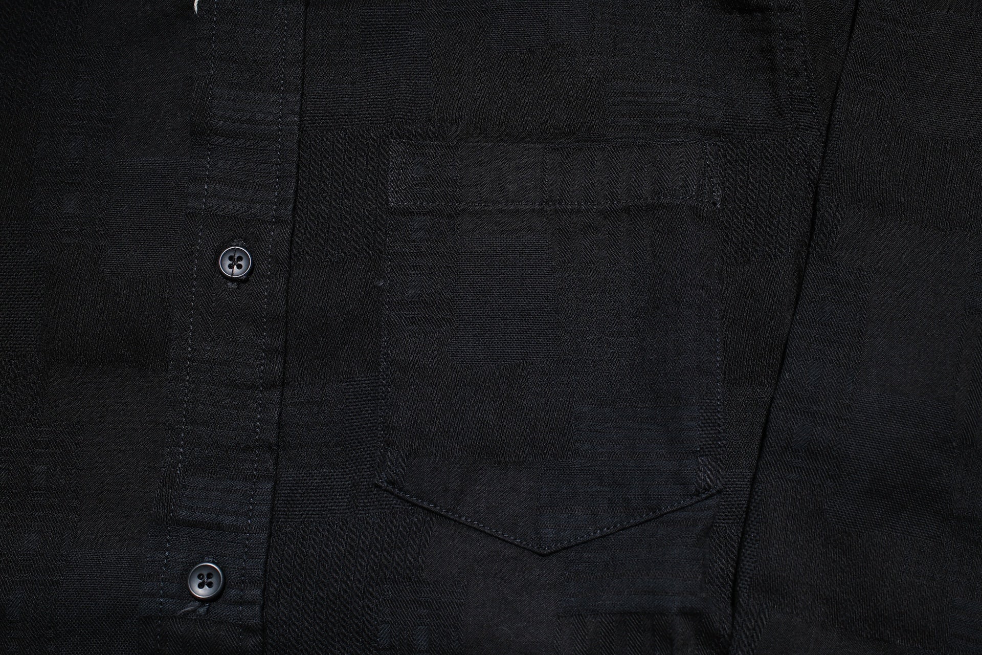 Pure Blue Japan 9oz “Boro Style” Jacquard Oxford Shirt (Solid Black)