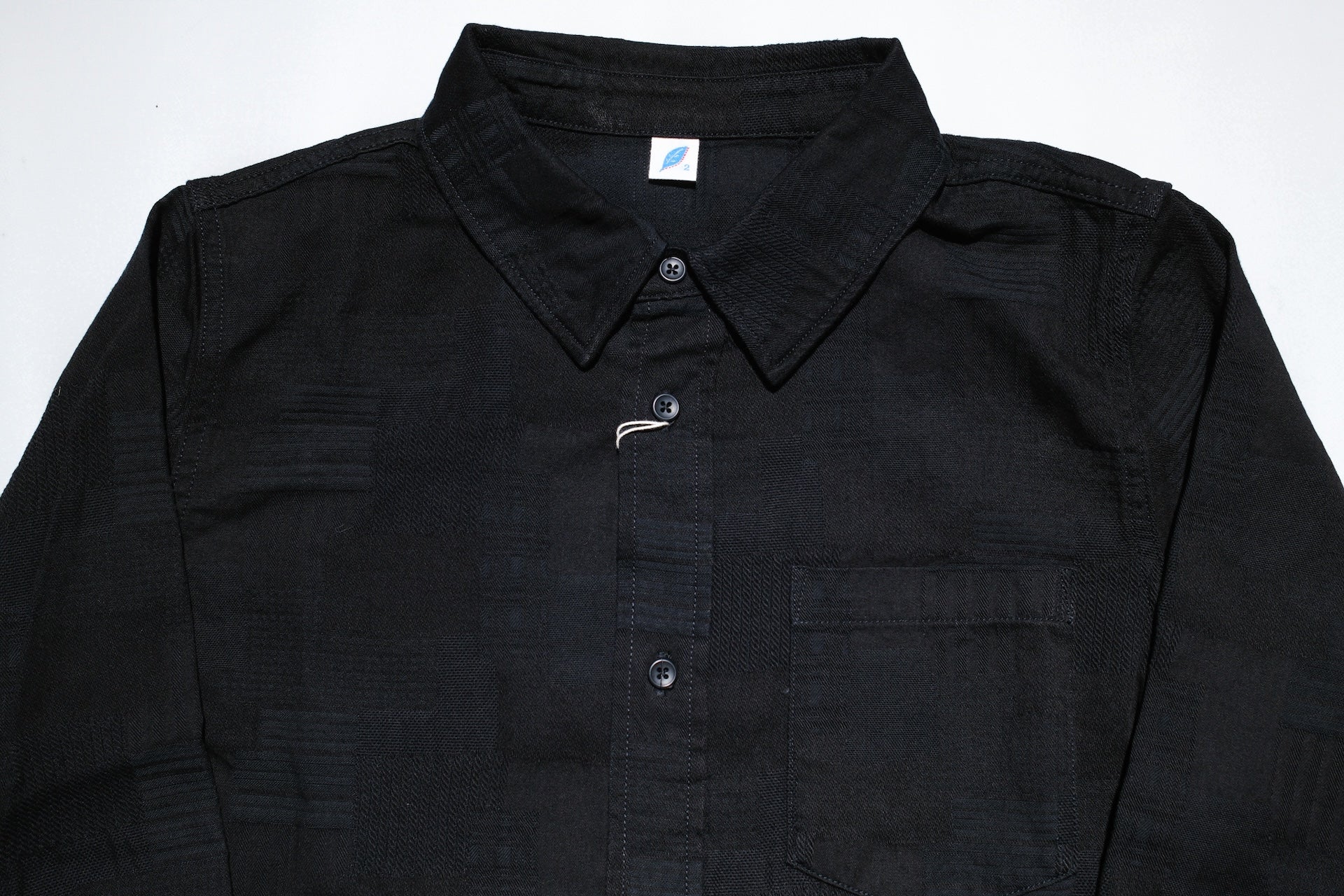 Pure Blue Japan 9oz “Boro Style” Jacquard Oxford Shirt (Solid Black)