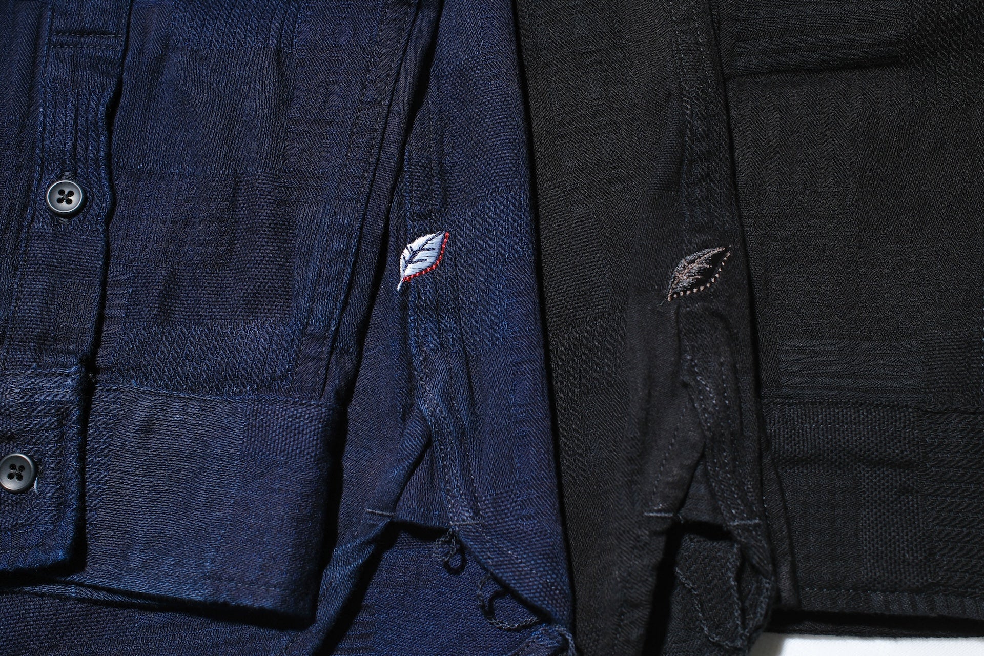 Pure Blue Japan 9oz “Boro Style” Jacquard Oxford Shirt (Solid Black)