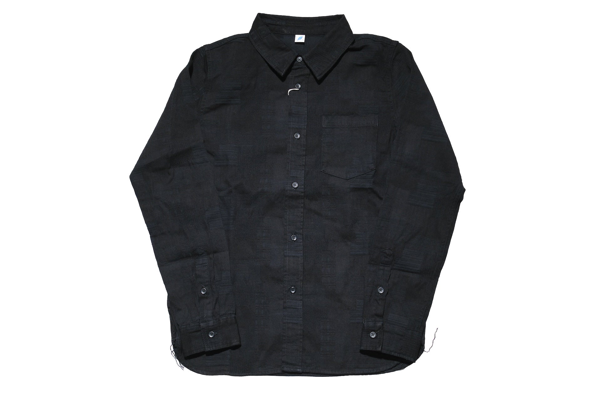 Pure Blue Japan 9oz “Boro Style” Jacquard Oxford Shirt (Solid Black)