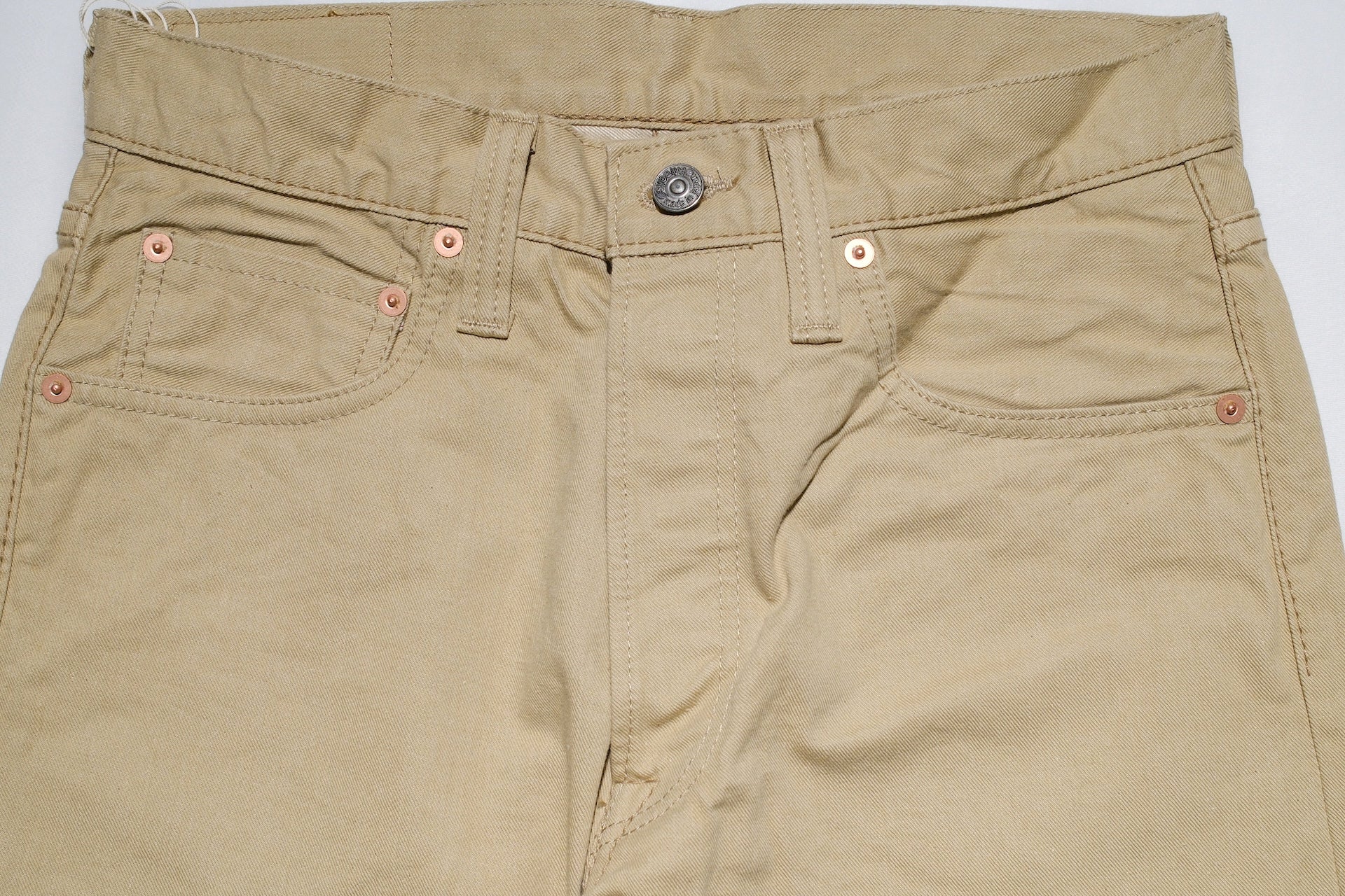 Pure Blue Japan 12oz Selvedge Chino Trousers (Beige)