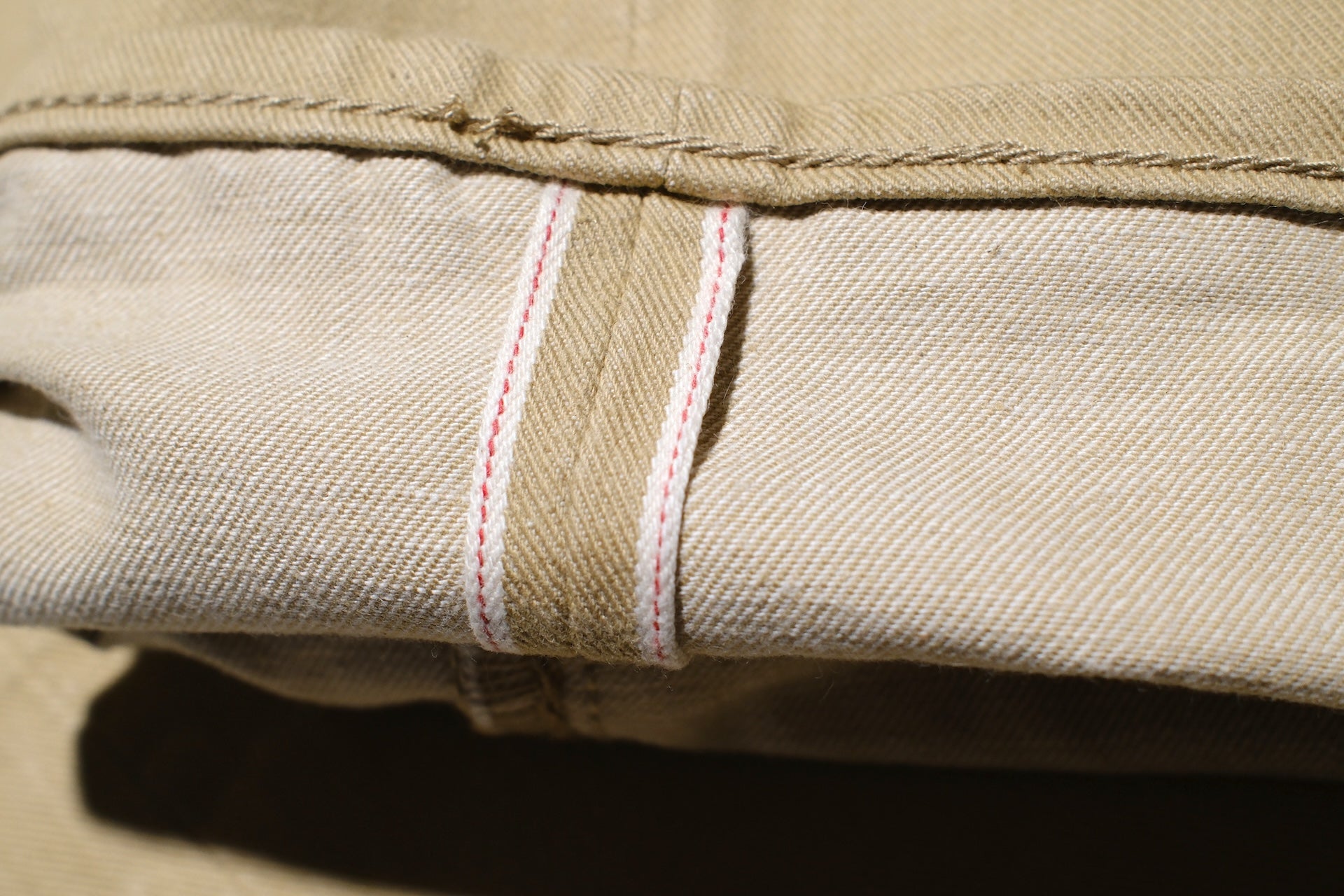 Pure Blue Japan 12oz Selvedge Chino Trousers (Beige)