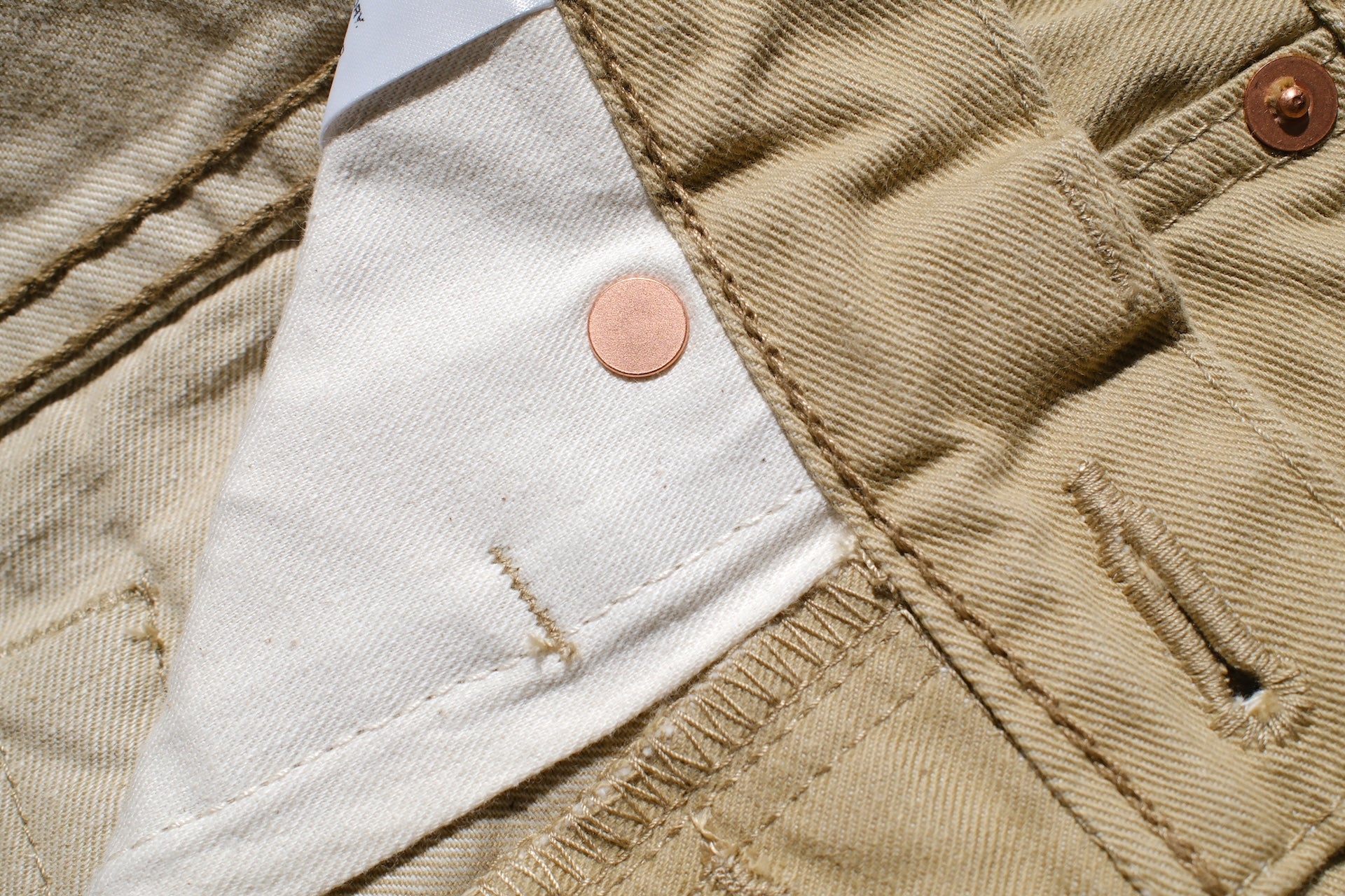 Pure Blue Japan 12oz Selvedge Chino Trousers (Beige)