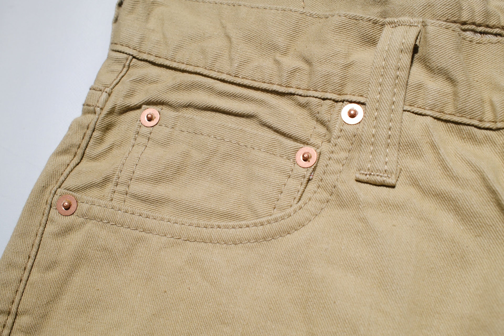 Pure Blue Japan 12oz Selvedge Chino Trousers (Beige)