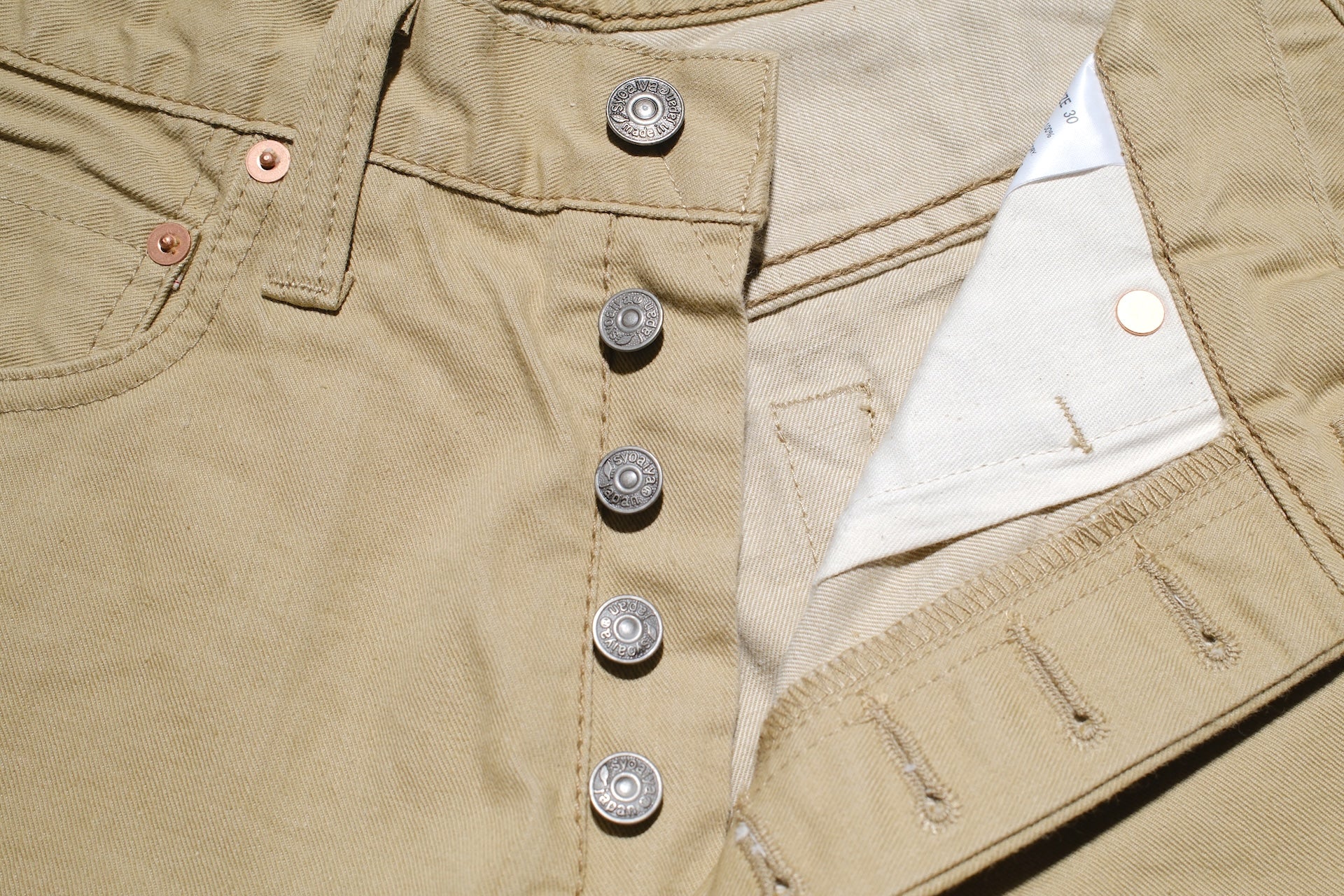 Pure Blue Japan 12oz Selvedge Chino Trousers (Beige)