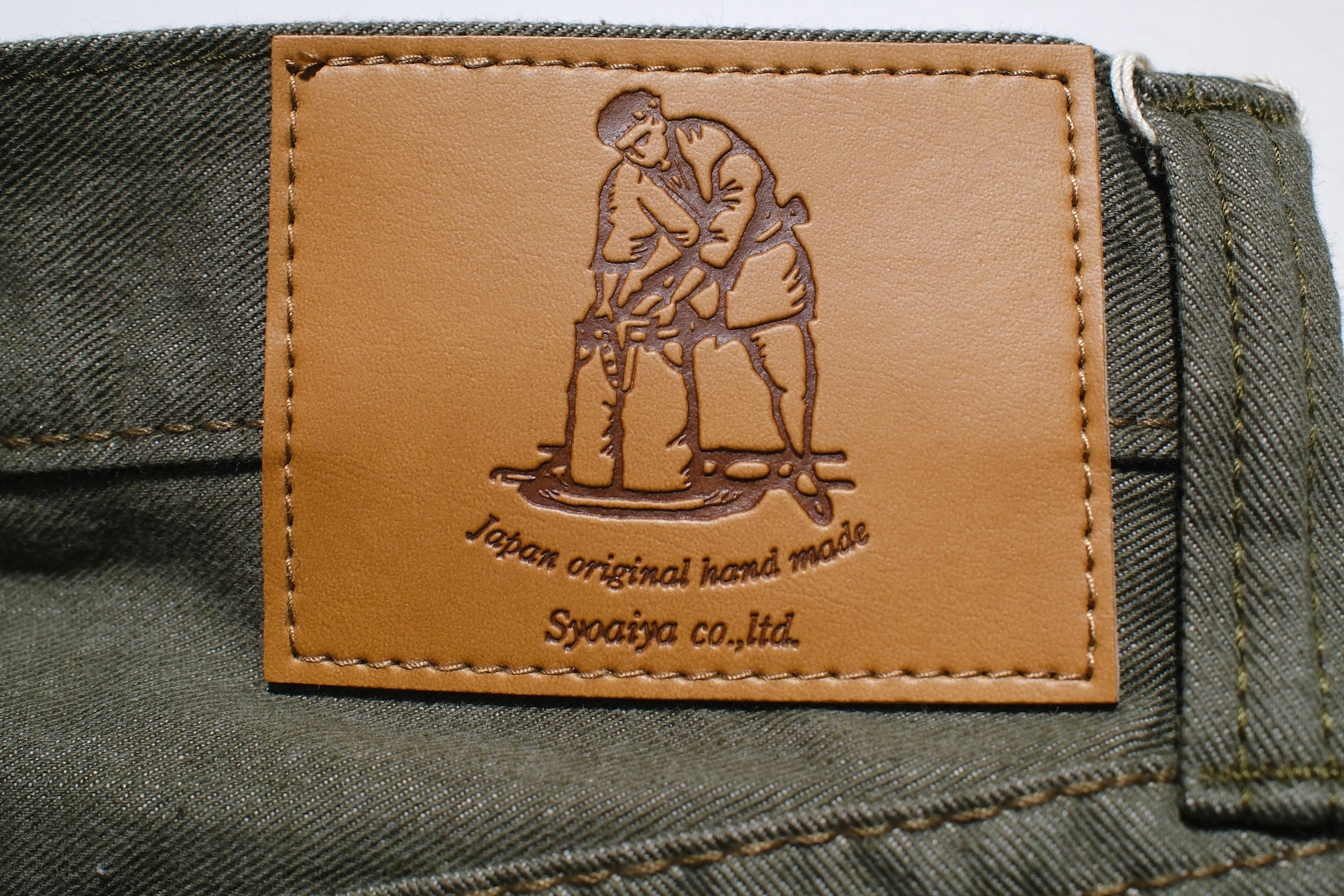 Pure Blue Japan 12oz Selvedge Chino Trousers (Olive)