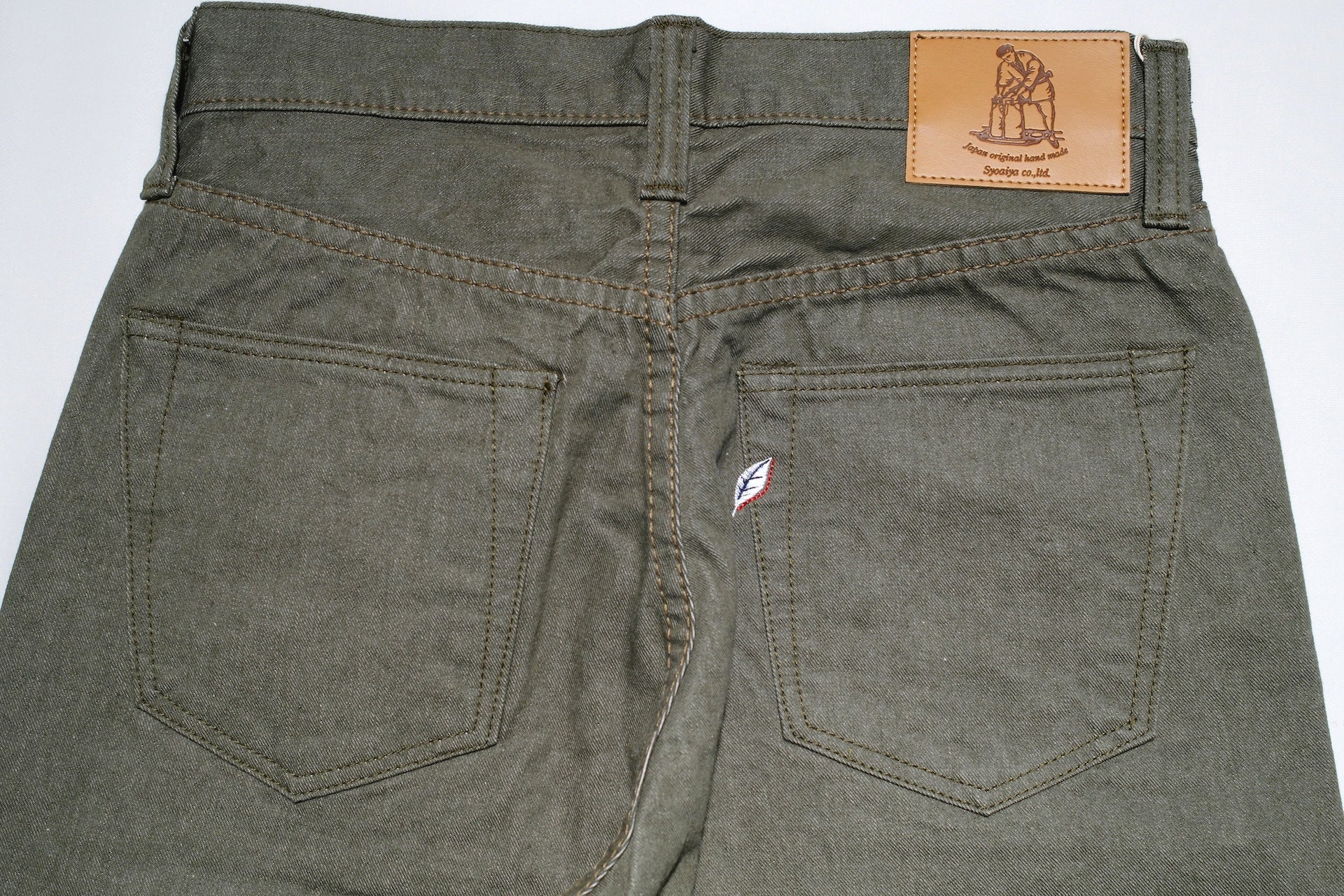 Pure Blue Japan 12oz Selvedge Chino Trousers (Olive)