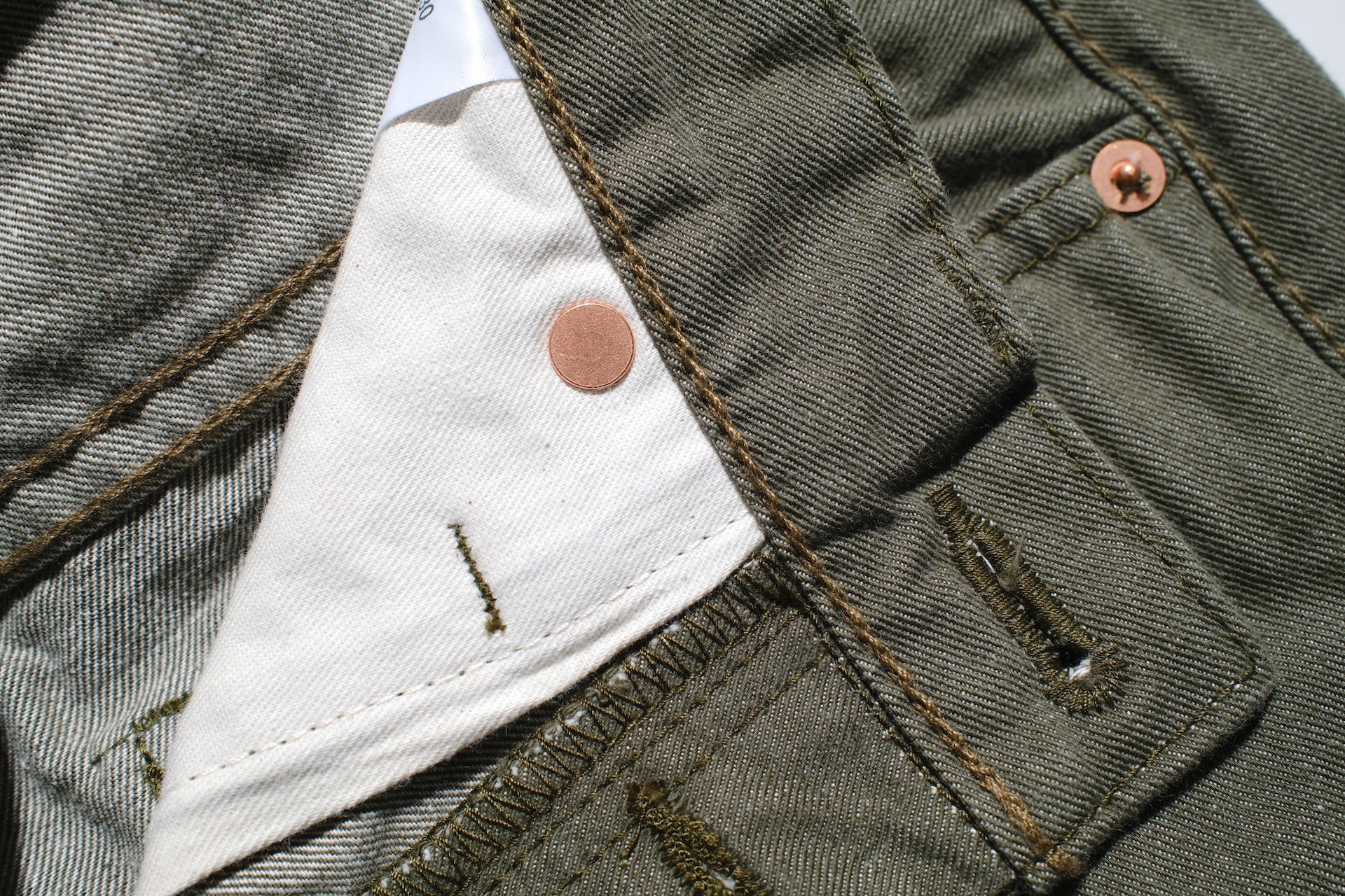 Pure Blue Japan 12oz Selvedge Chino Trousers (Olive)