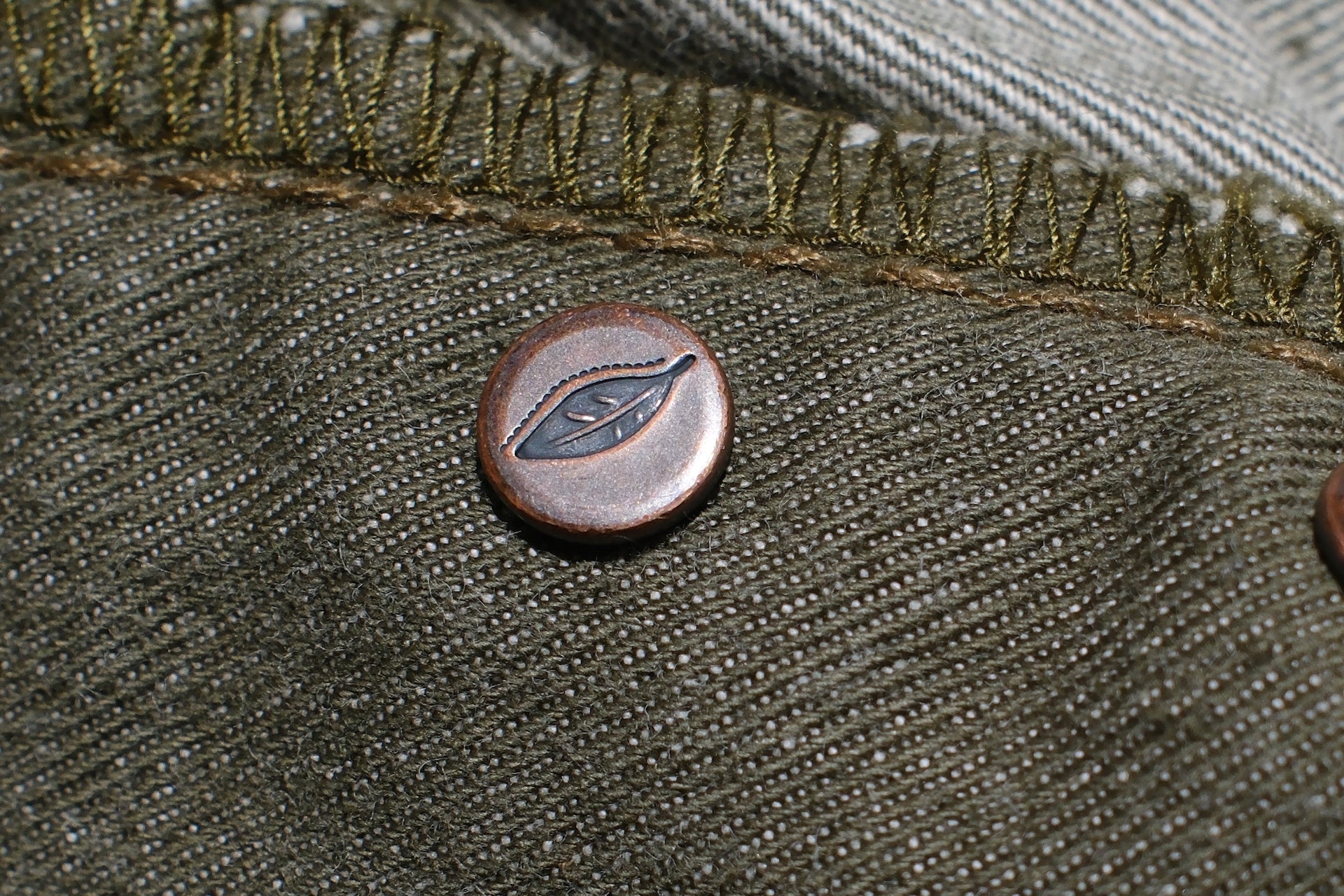 Pure Blue Japan 12oz Selvedge Chino Trousers (Olive)