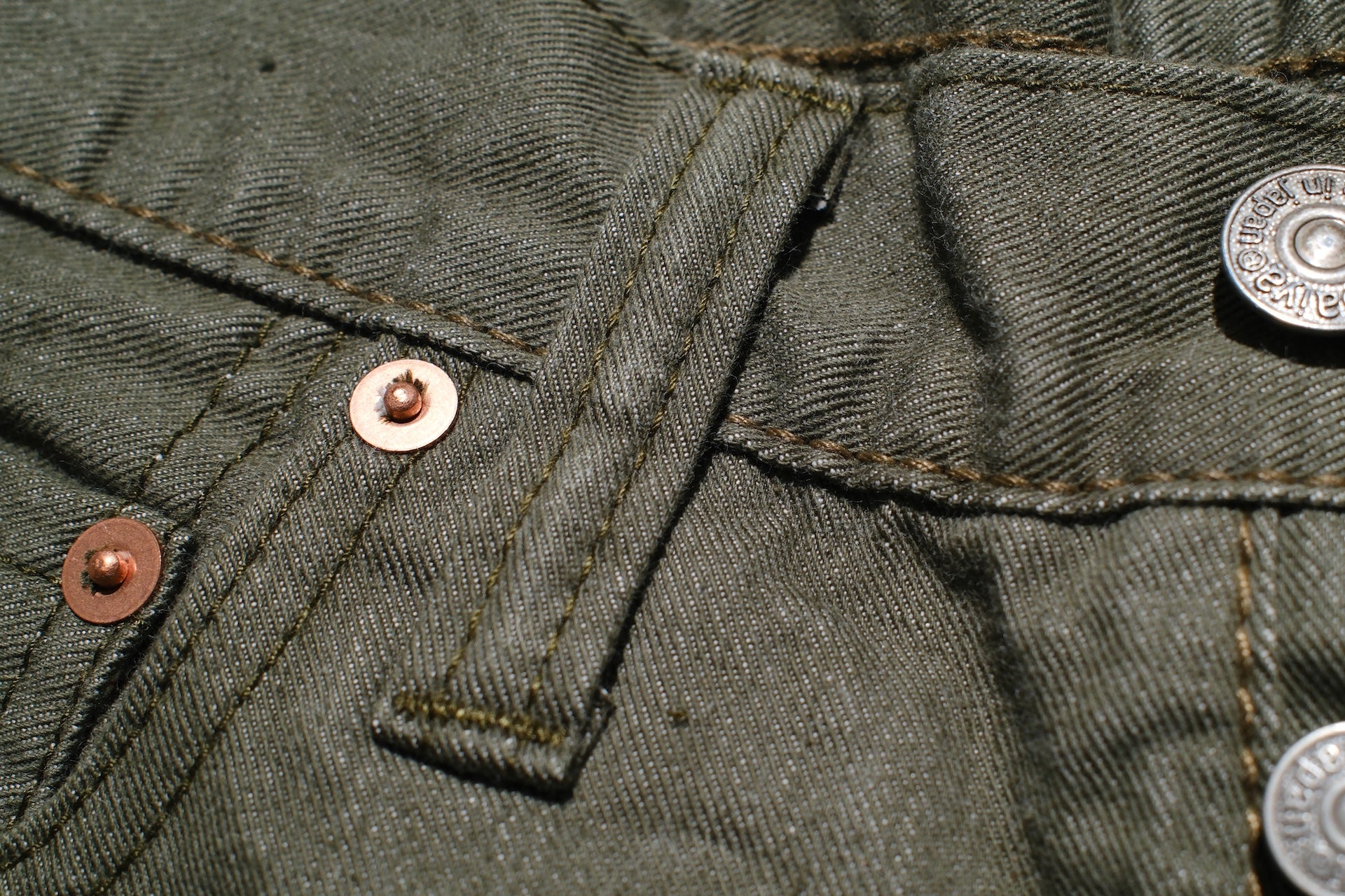 Pure Blue Japan 12oz Selvedge Chino Trousers (Olive)