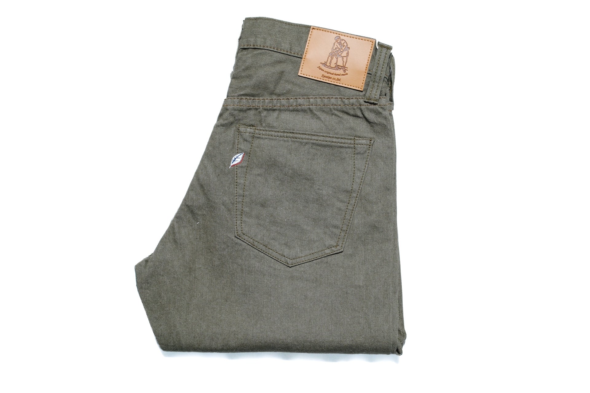 Pure Blue Japan 12oz Selvedge Chino Trousers (Olive)