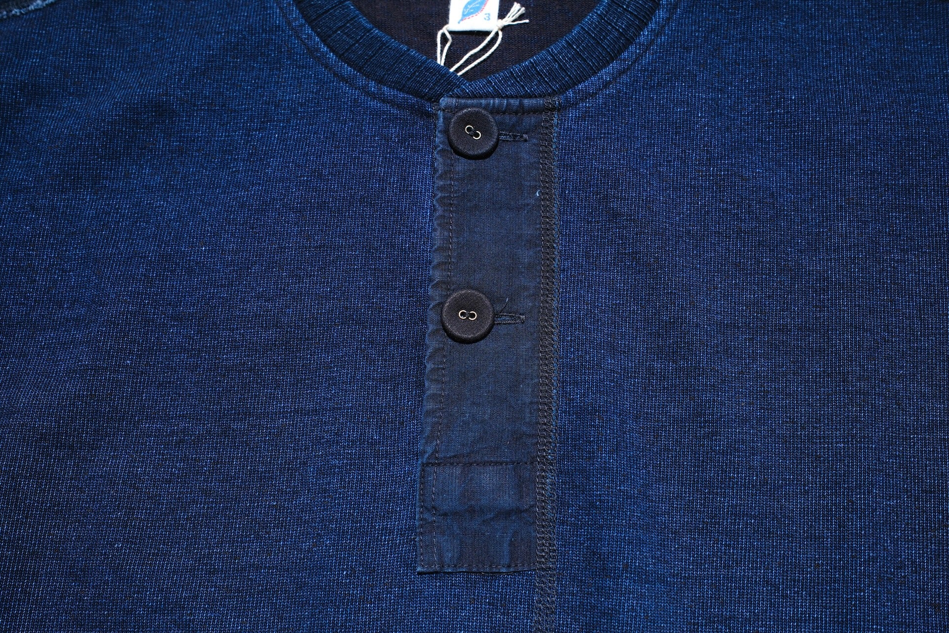 Pure Blue Japan 11oz Heavyweight “Henley Style” Sweater (Grand Indigo)