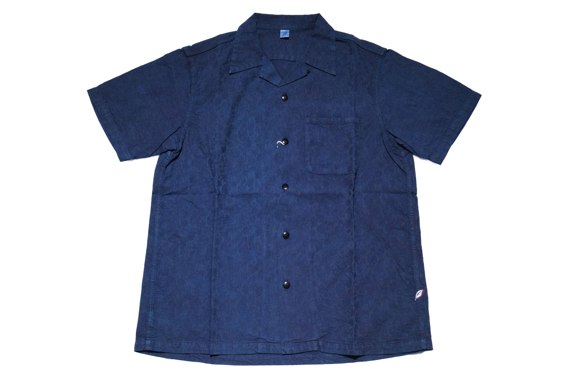 Pure Blue Japan Indigo "Flower" S/S Open Collar Shirt